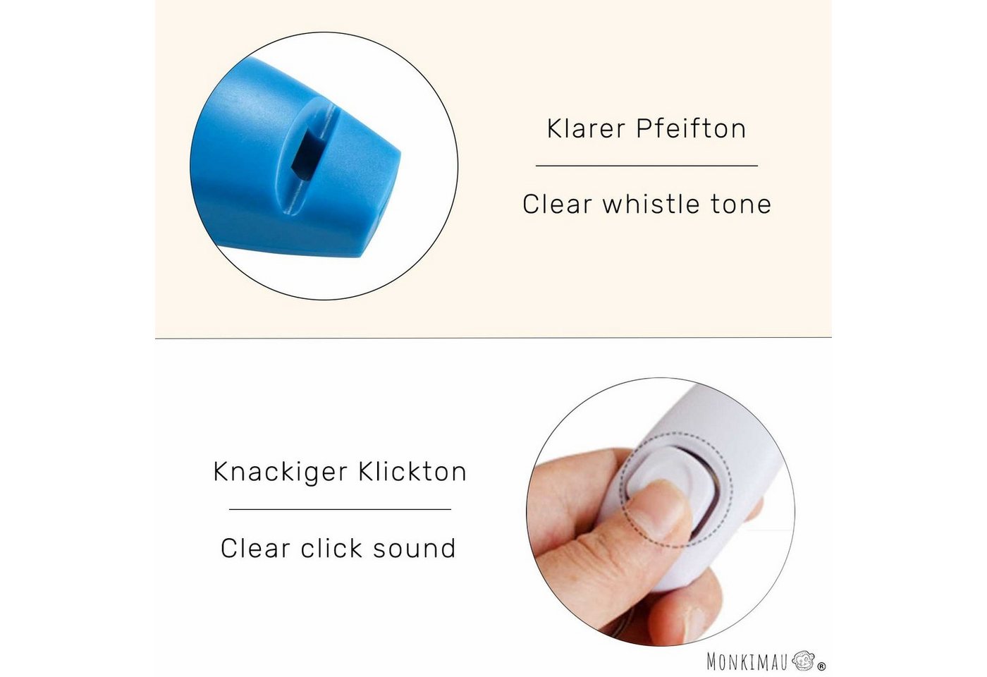 Thumbnail - Monkimau Tier-Clicker Hundepfeife mit Klicker Rückruf für Hunde und Katzen Training Set, Kunststoff, Packung