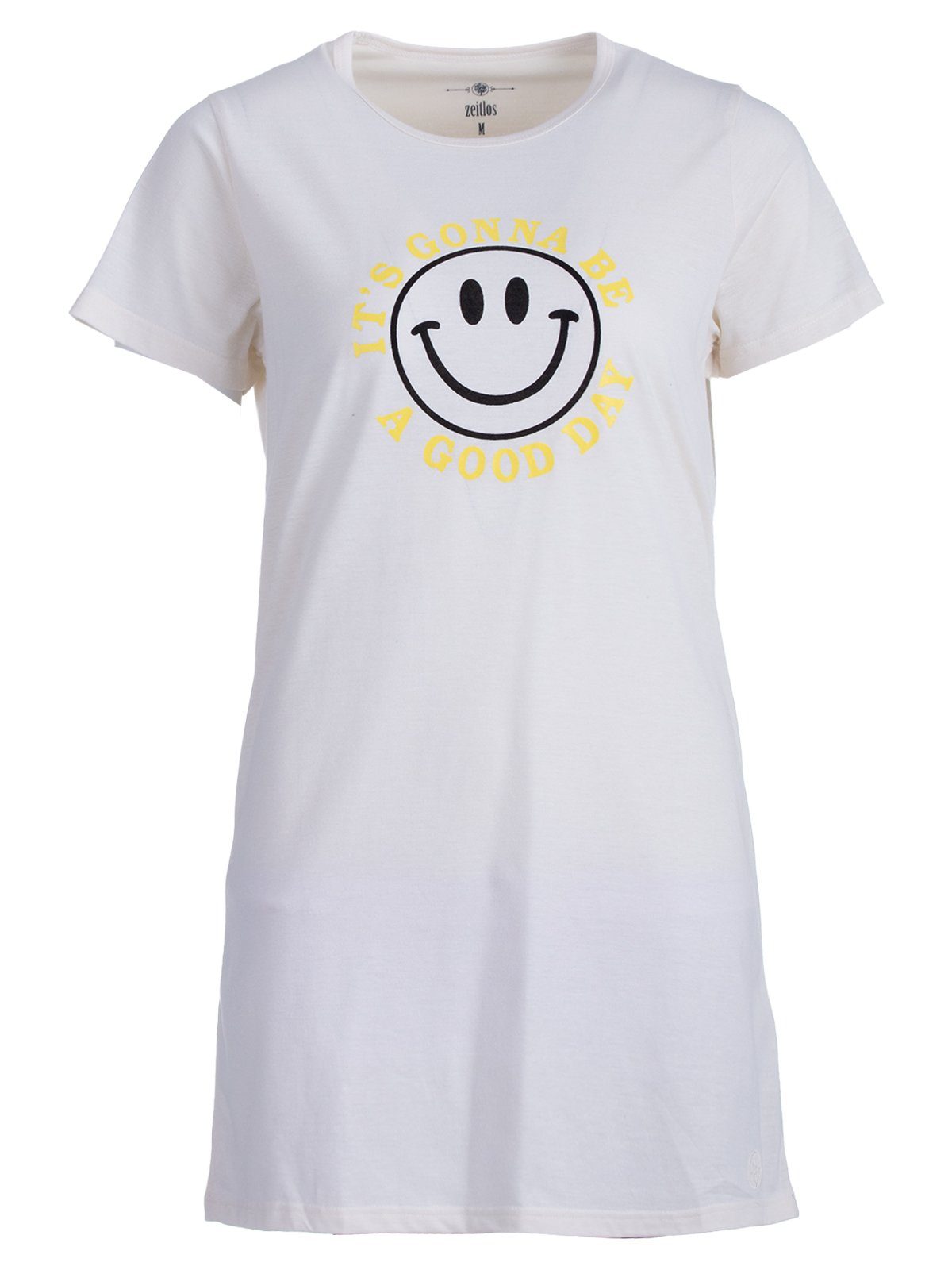 zeitlos Nachthemd Nachthemd Kurzarm - Smiley off-white