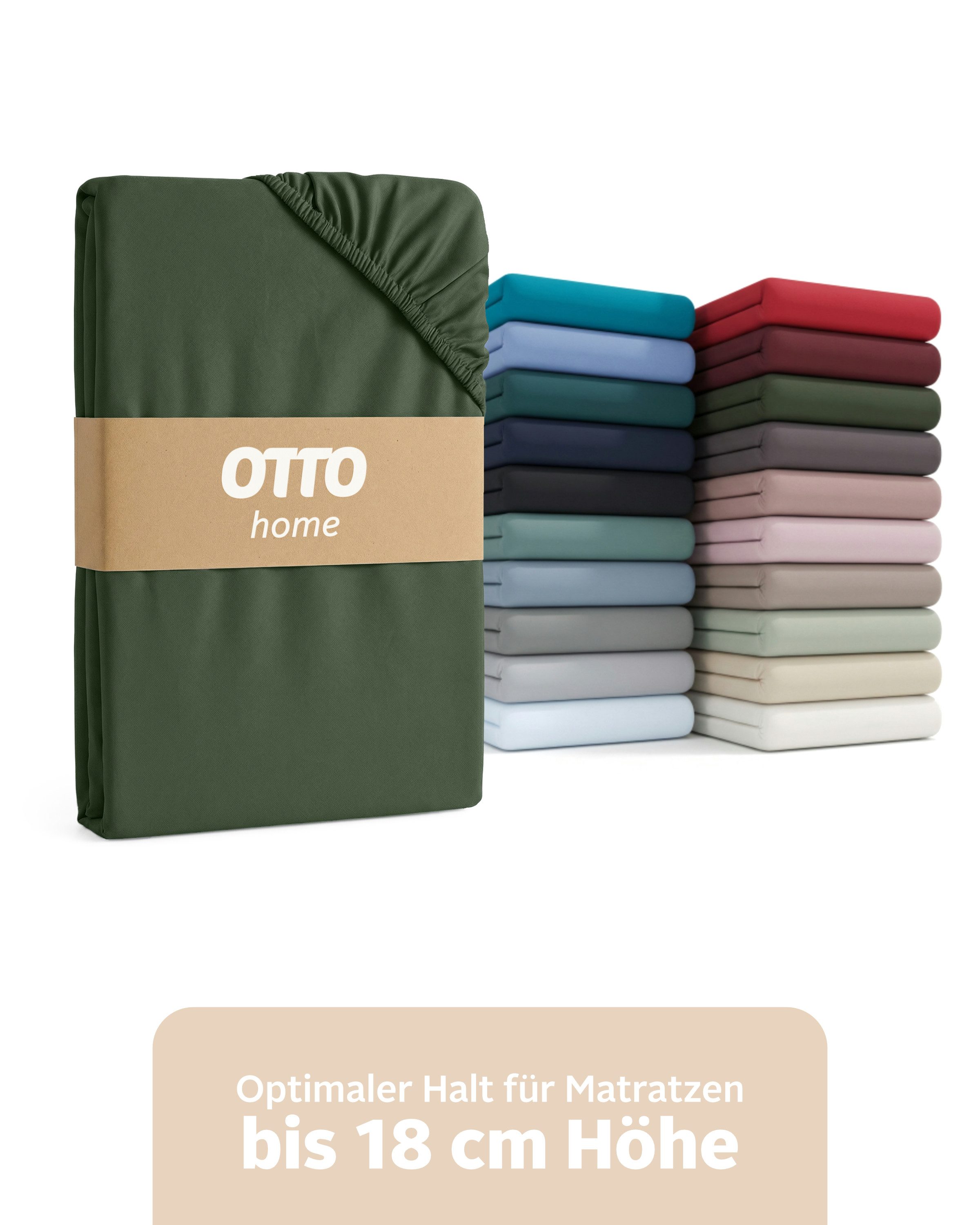 OTTO home Spannbettlaken Physalis Basic und PREMIUM Qualität, 100% Baumwolle, Jersey und Biber, Jersey (160 g/m), Gummizug: rundum, (1 Stück), Bettlaken für Matratzen bis 18 cm Höhe, Spannbetttuch, Laken