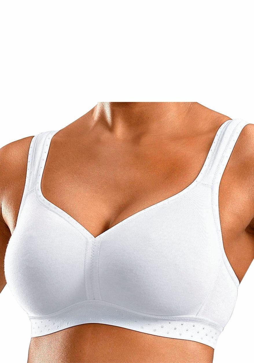 petite fleur by Lascana Entlastungs-BH, BH ohne Bügel, Baumwoll-BH, Soft-BH (Packung, 2 Stück) mit breiten Trägern, große Größen, bequemer BH – Bild 3 von 5
