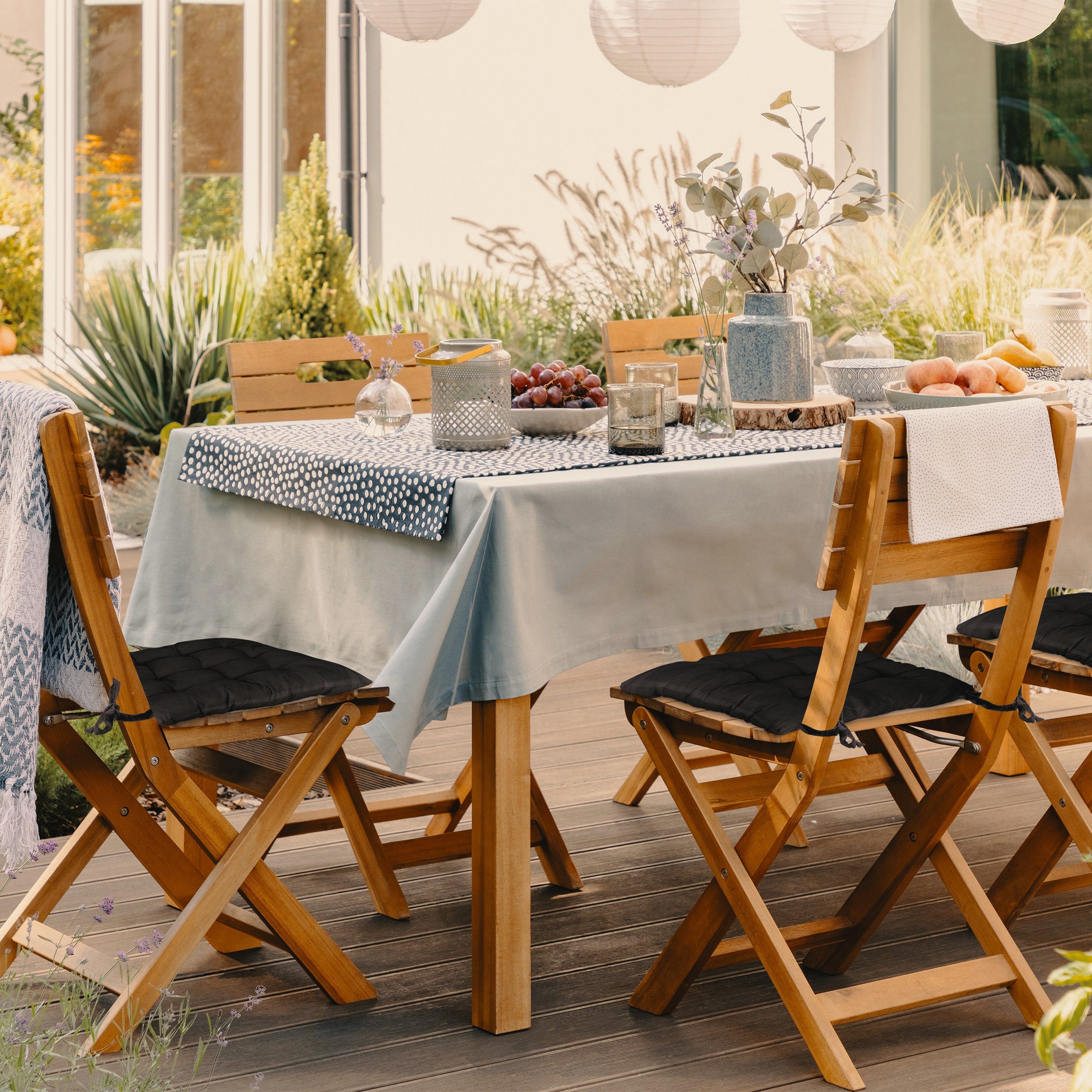relaxdays Stuhlkissen 4er Set Stuhlkissen schwarz