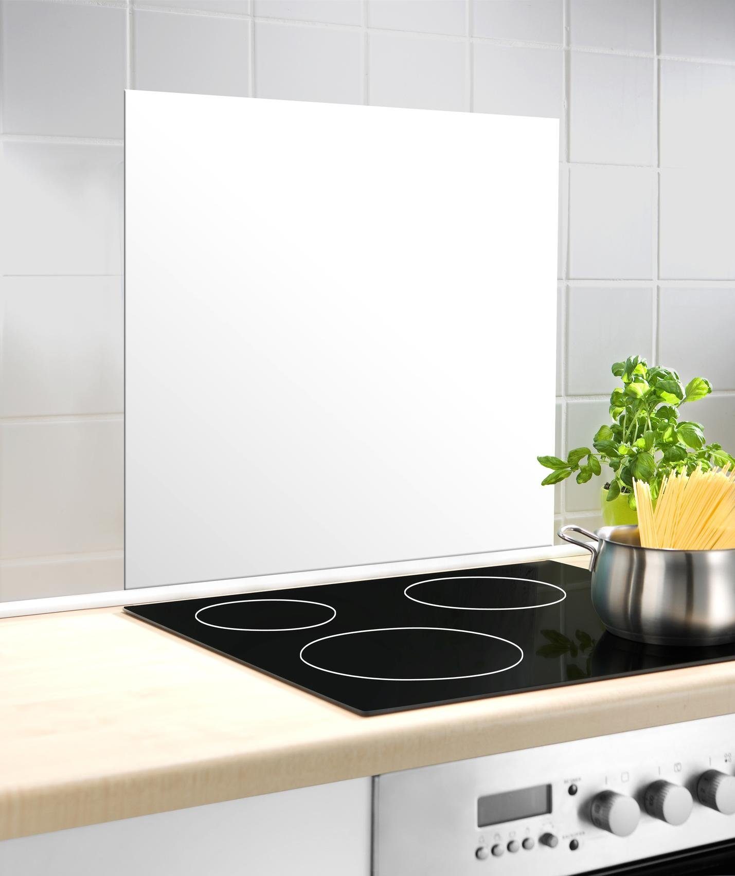 WENKO Küchenrückwand Unifarben, weiß (1-tlg), unifarbene Glasrückwand