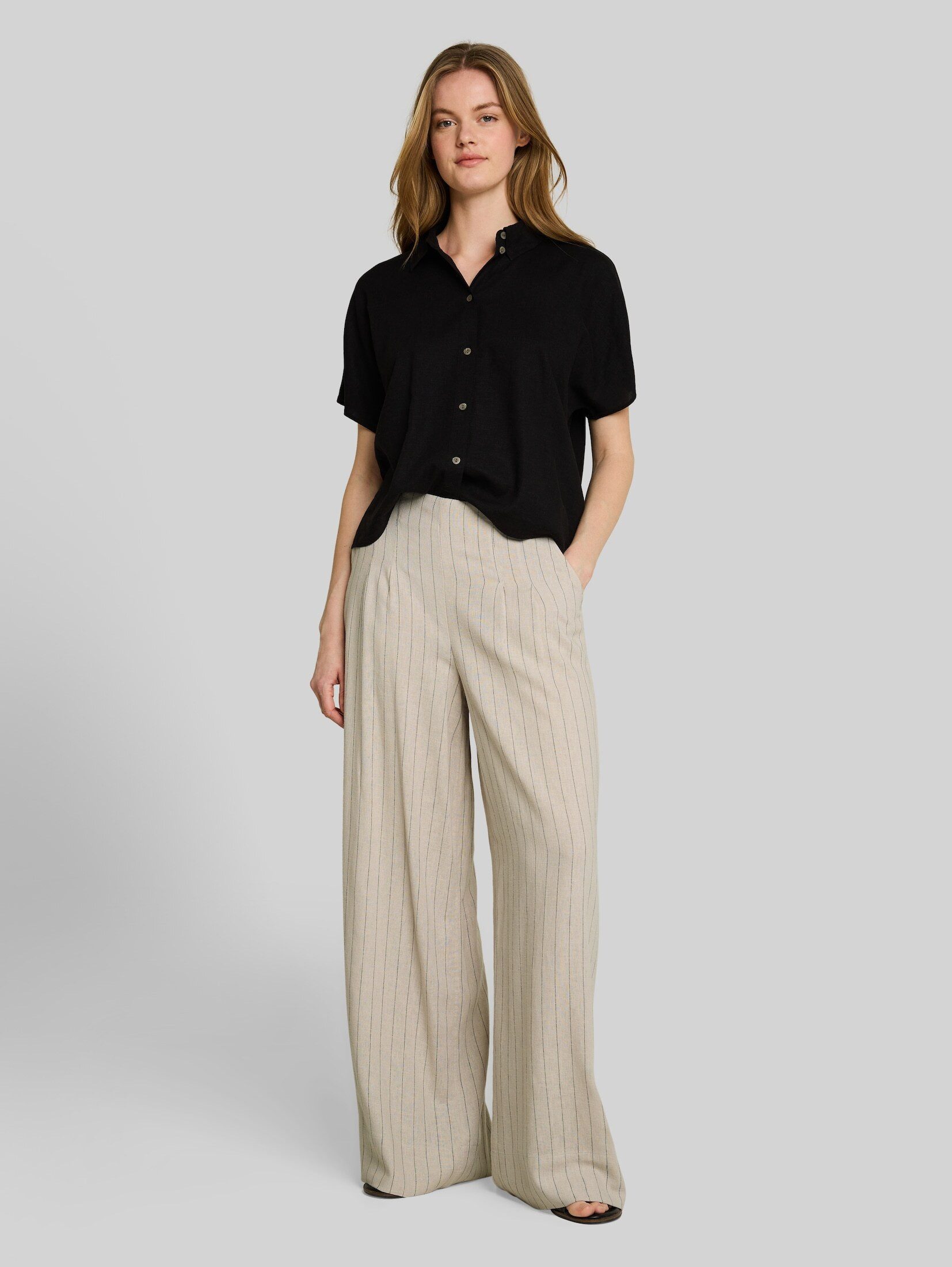 TOM TAILOR Denim Stoffhose Hosen & Chino Wide Leg Hose mit Leinenanteil