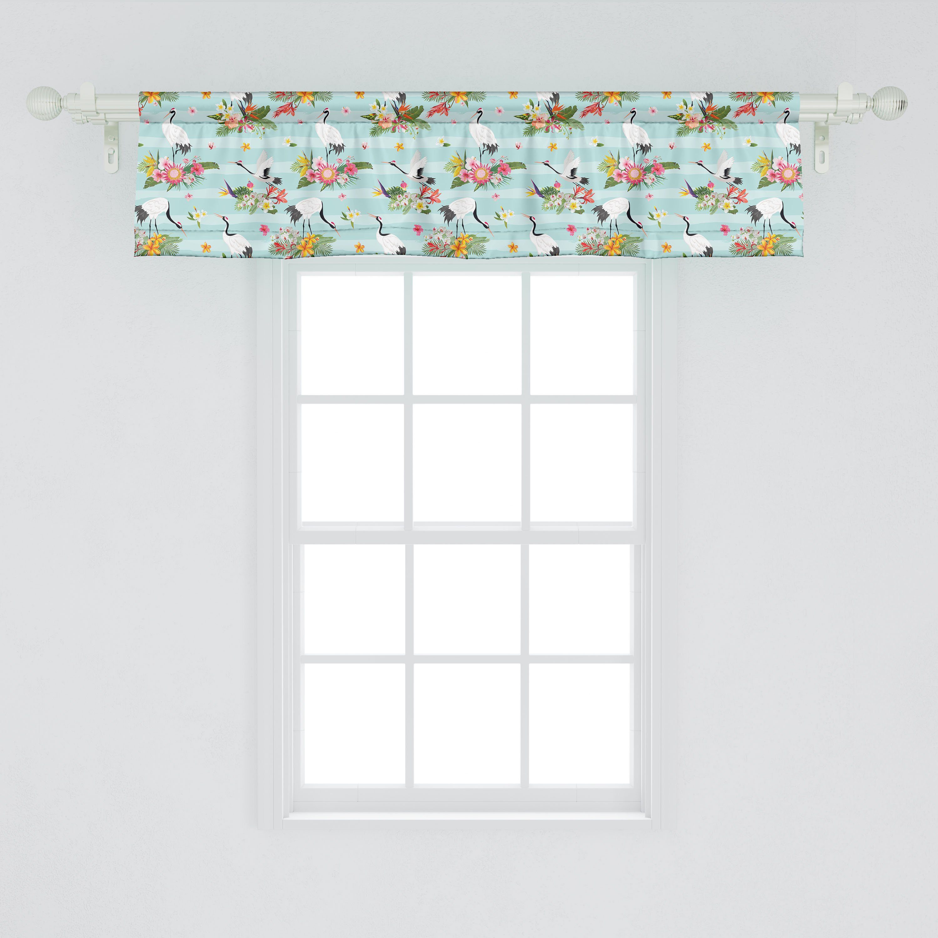 Scheibengardine Vorhang Volant Dekor Japanische Abakuhaus, Stangentasche, Schlafzimmer Tropisch mit Küche Blumen Cranes Microfaser, für