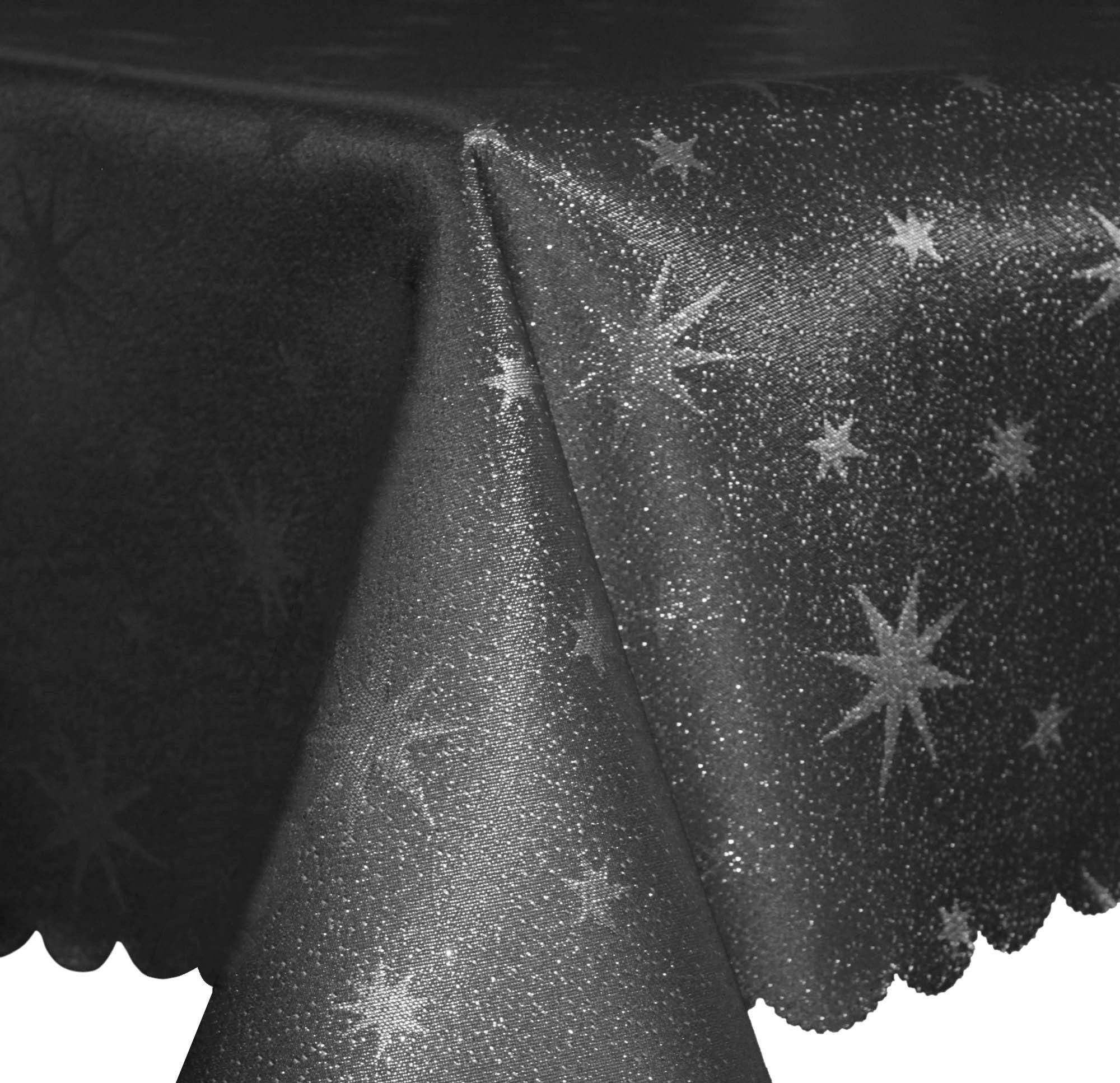130x220 Tischdecke Grau Lurex glänzend Sterne cm Tischdecke Deko Haus und (1-tlg) Weihnachten Tischwäsche