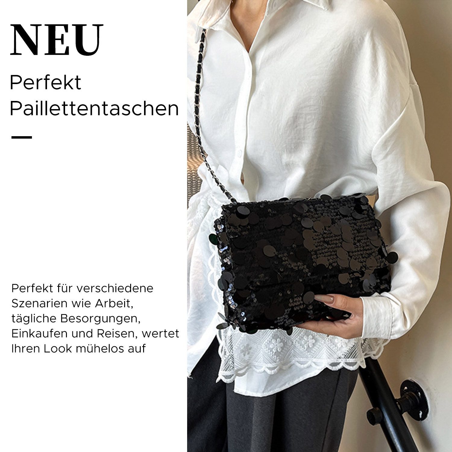 Refttenw Umhängetasche Clutch Glitzer Pailletten,Schultertasche,Crossbody B günstig online kaufen