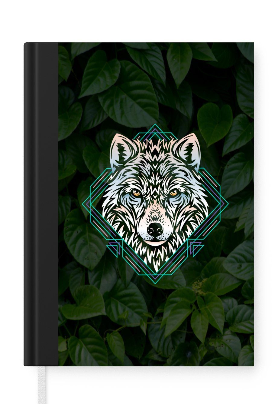 MuchoWow Notizbuch Wolf - Tier - Blätter, Journal, Merkzettel, Tagebuch, Notizheft, A5, 98 Seiten, Haushaltsbuch