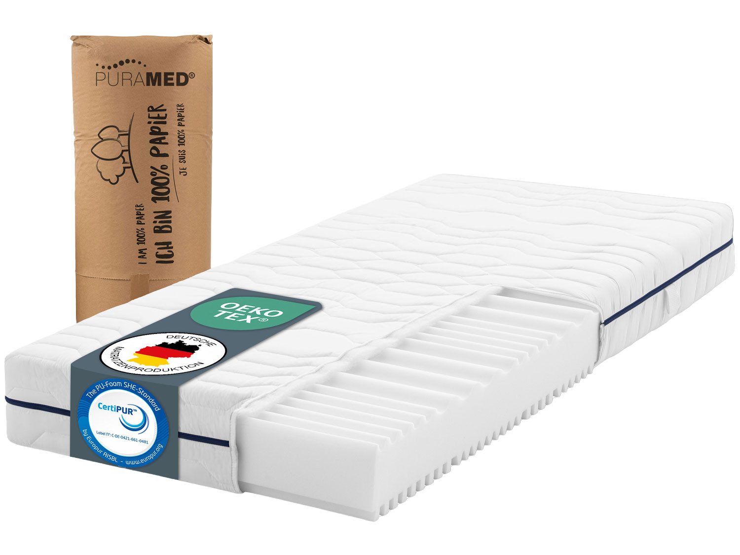 Kaltschaummatratze PURAMED 7-Zonen-Kaltschaummatratze mit waschba..., RAVENSBERGER Matratzen, 16 cm hoch, Ergonomisch, 2 Härtegrade, 7 Zonen, Made in Germany