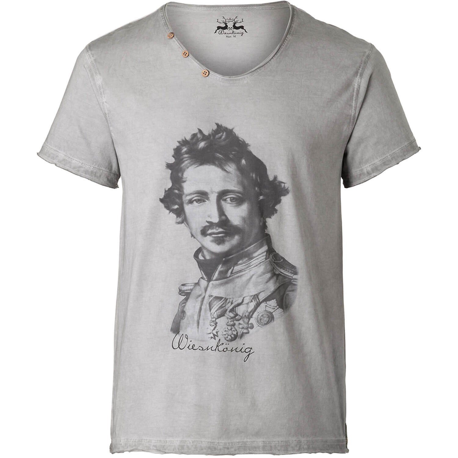 Wiesnkönig Trachtenshirt T-Shirt Ludwig Grau