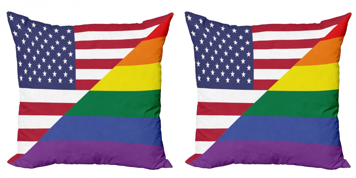 Kissenbezüge Modern Accent Doppelseitiger Digitaldruck, Abakuhaus (2 Stück), Stolz Flagge USA Regenbogen-Farben