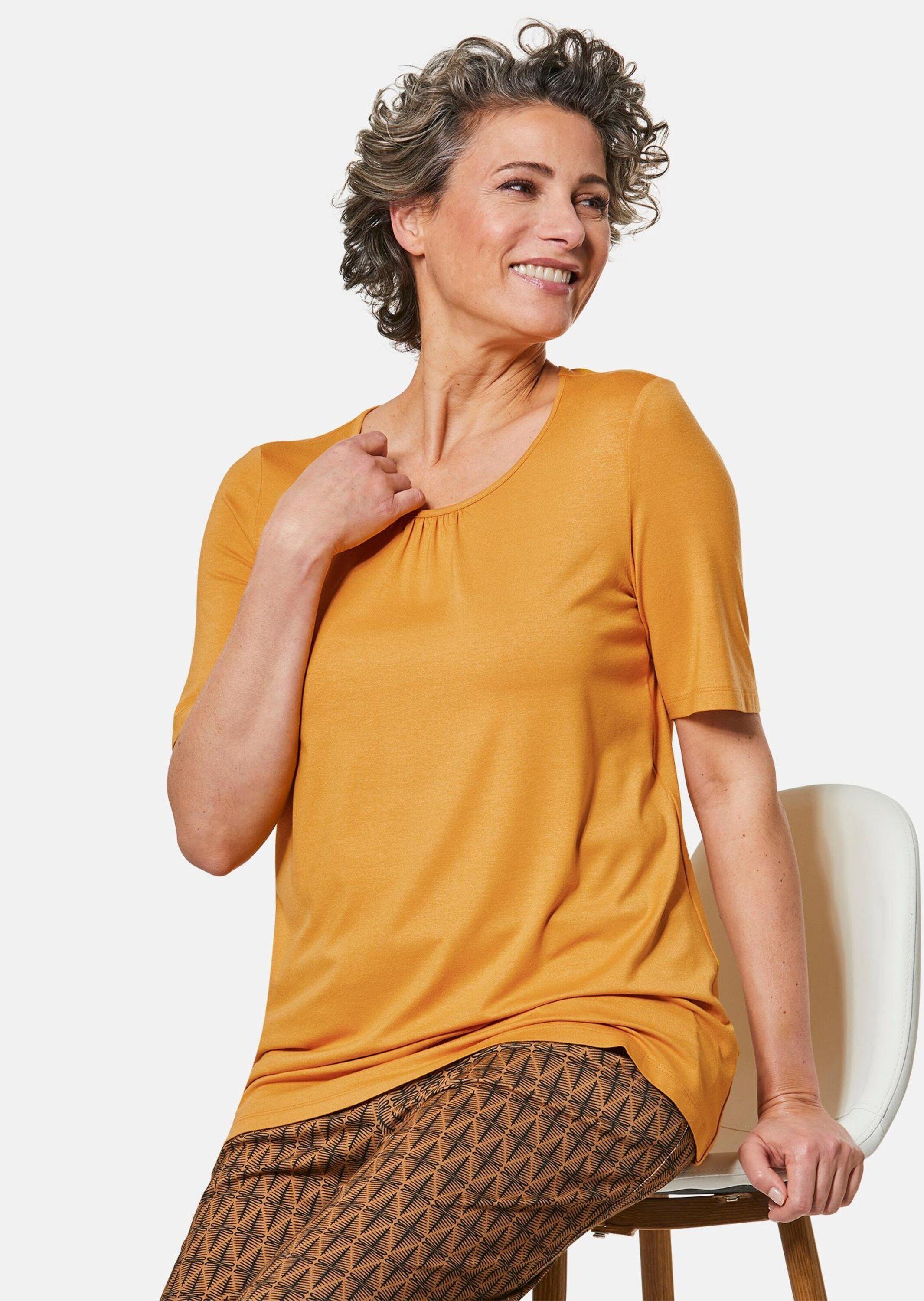 GOLDNER T-Shirt Zeitloses Shirt mit modernem Raffdetail