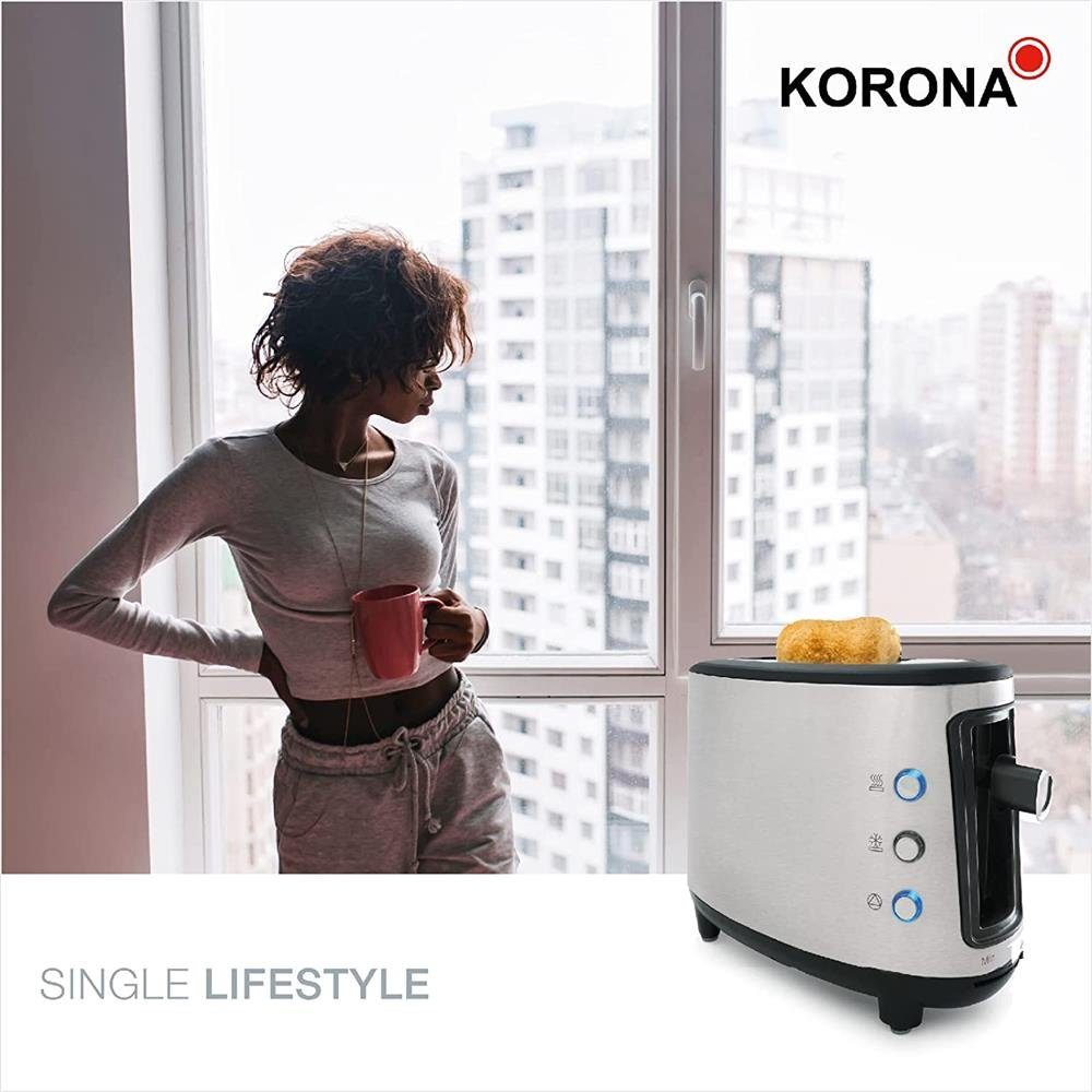 KORONA Toaster Single-Toaster, Edelstahl, kompakt, Ein-Scheiben-Toaster, platzsparend