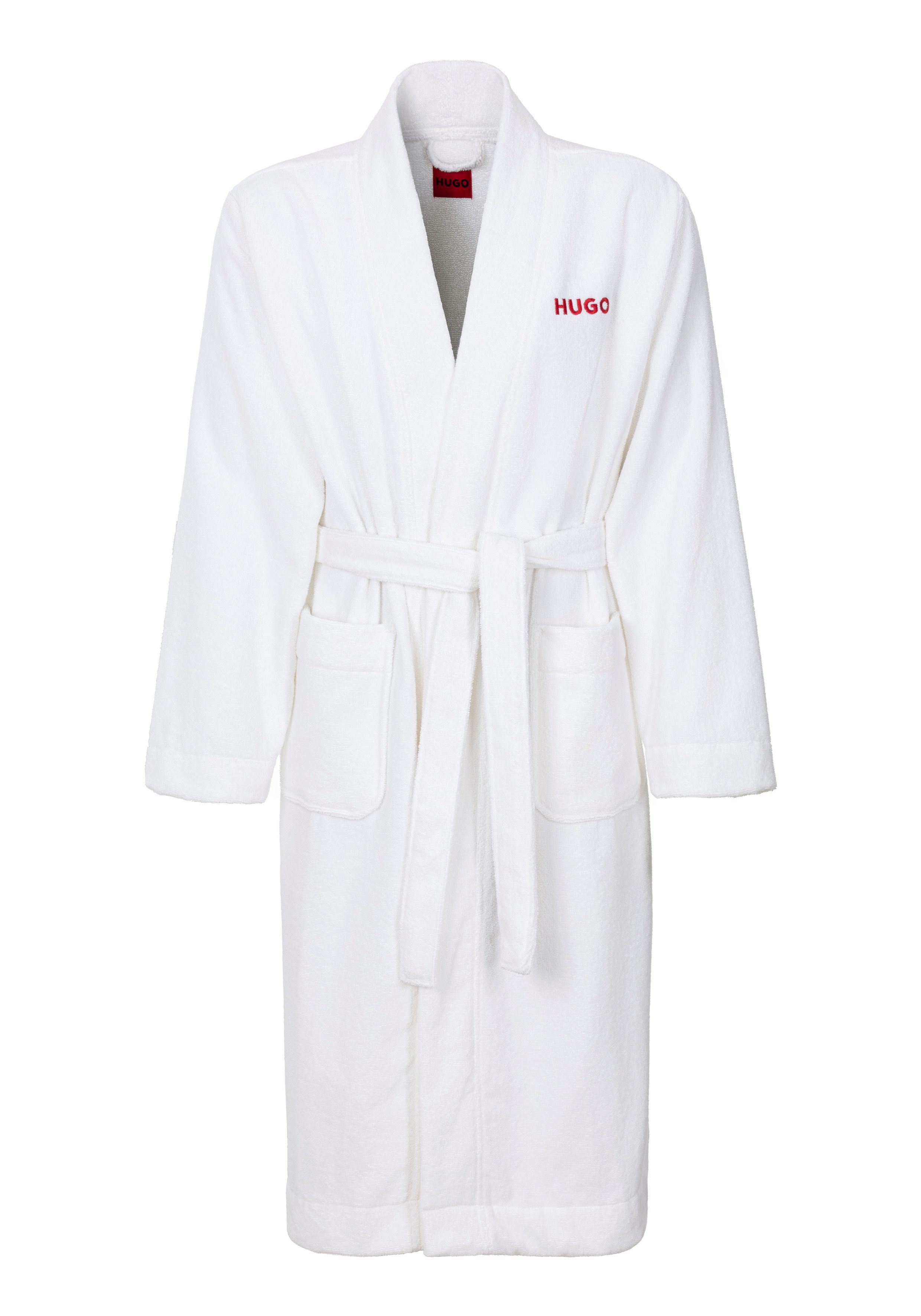 HUGO Bademantel Terry Gown, Midilänge, Baumwolle, günstig online kaufen