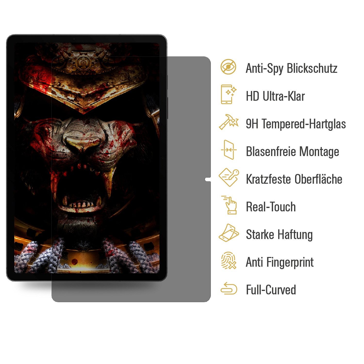 Protectorking Displayschutzfolie Blickschutz 9H Panzerglas Anti-Spy Tempered Glass Screen-Protector für Samsung Galaxy Tab S11 Ultra, 1 Stück, Displayschutz geg – Bild 4 von 4