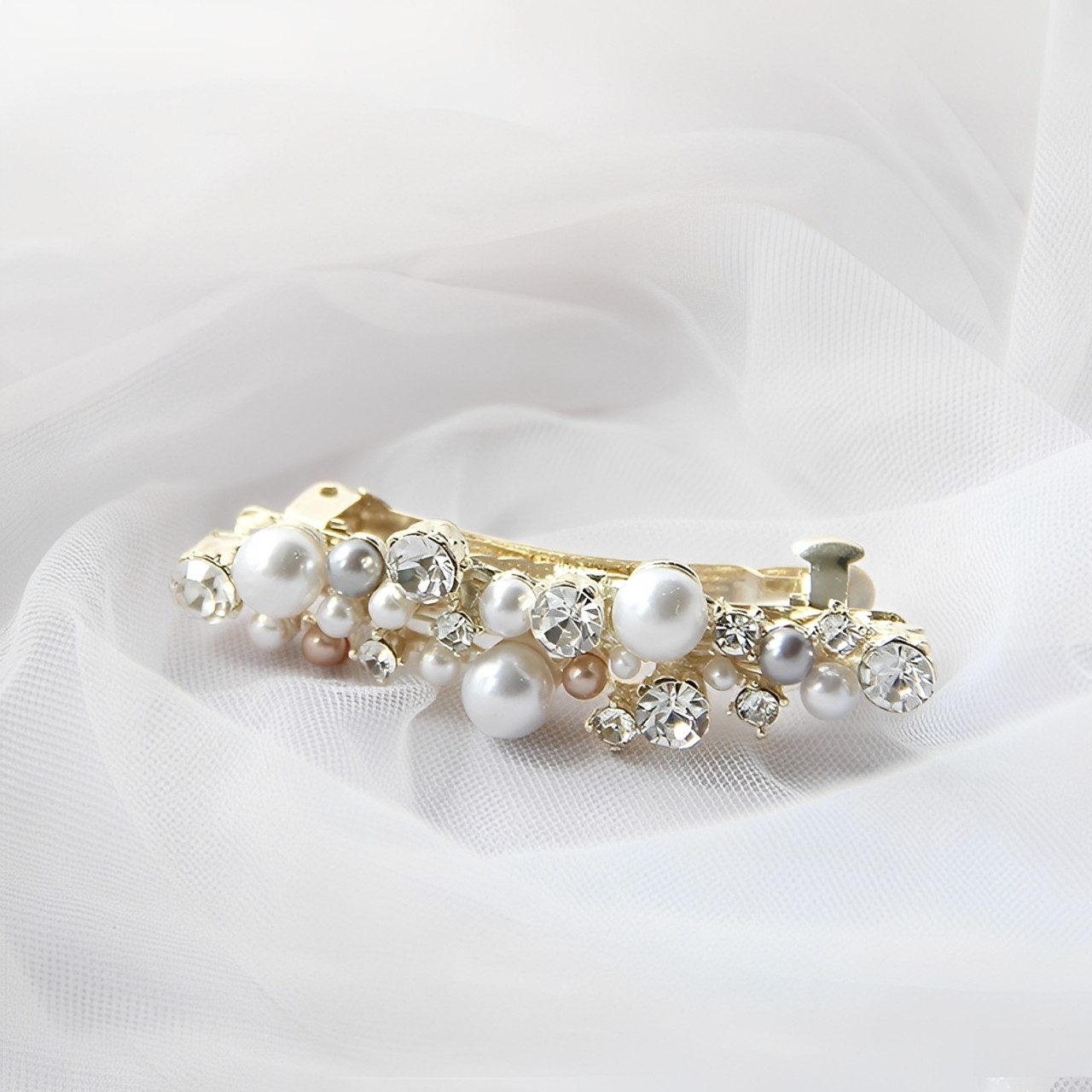 The Beauty House Haarspange Elegante Haarklammer mit Perlen & Strass Haarkamm Haarschmuck, Luxus-Haarclip, Brautschmuck, Hochzeit, Party & festliche Anlässe