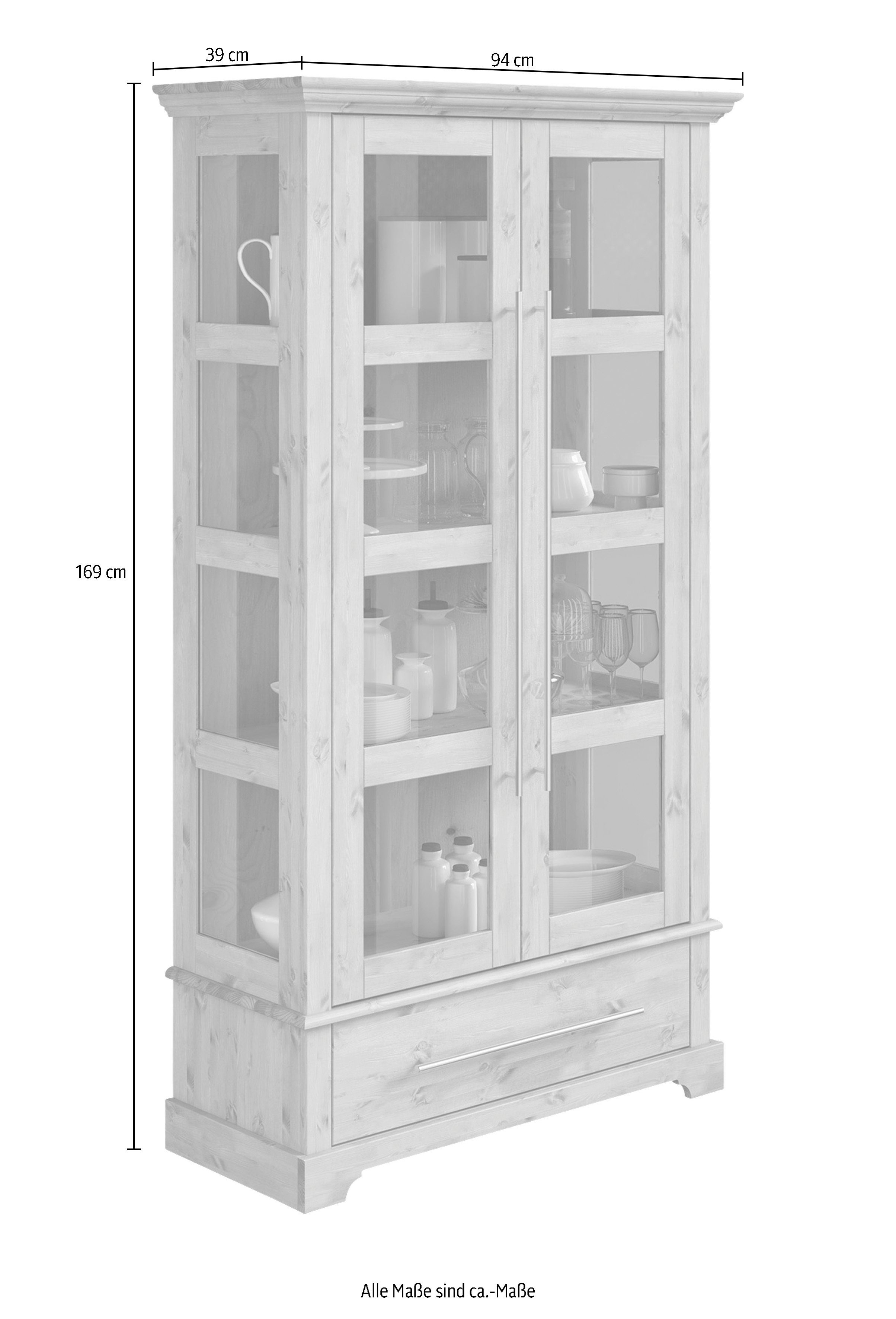 Kiefer Home Meliss Höhe Vitrine cm, massiv 169 affaire natur