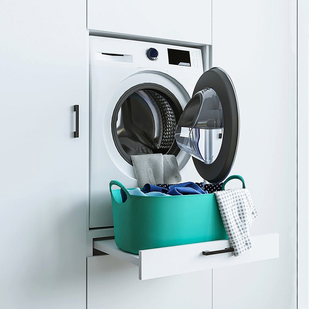 (Roomart weiß Waschmaschinenumbauschrank HBT:145x127x66) Roomart | Weiß Waschmachinenschrank für Hauswirtschaftsraum