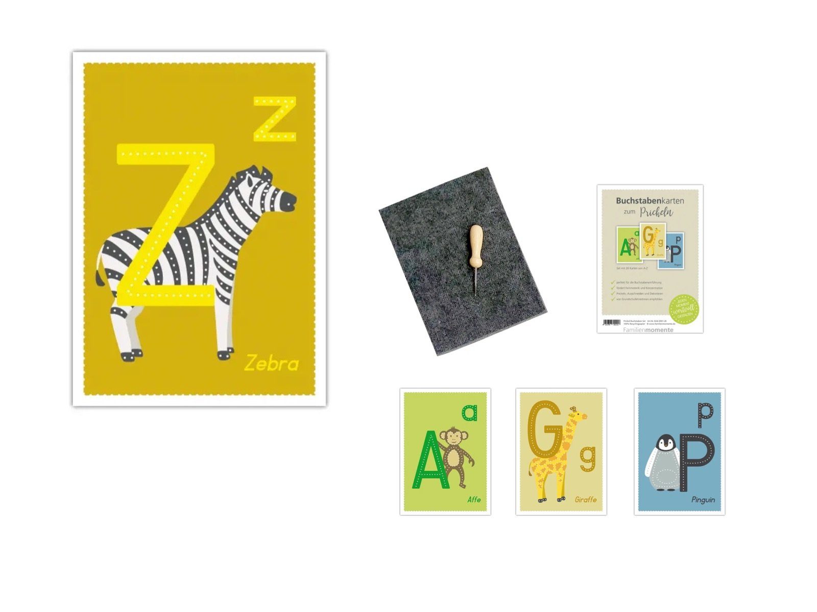 LK Trend & Tiermotiven Geschenkidee Style Schulanfang, 100% 26 - Familienmomente für Bastelkartonpapier Recyclingpapier Buchstabenkarten ABC die zum DIN mit Einschulung Prickeln (Schultüte/Zuckertüte) A6