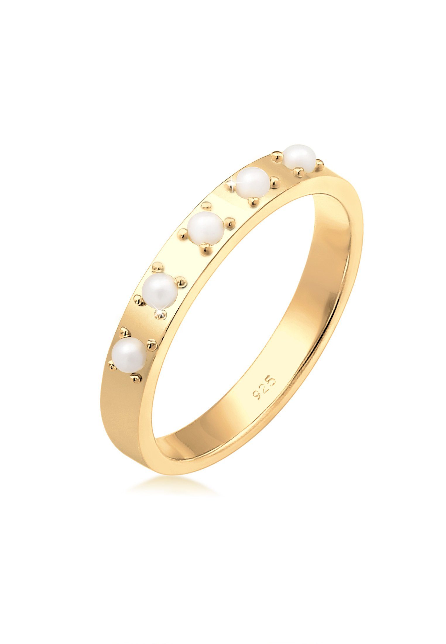 Perlenring Synthetische Perle Weiß 925 Sterling Silber