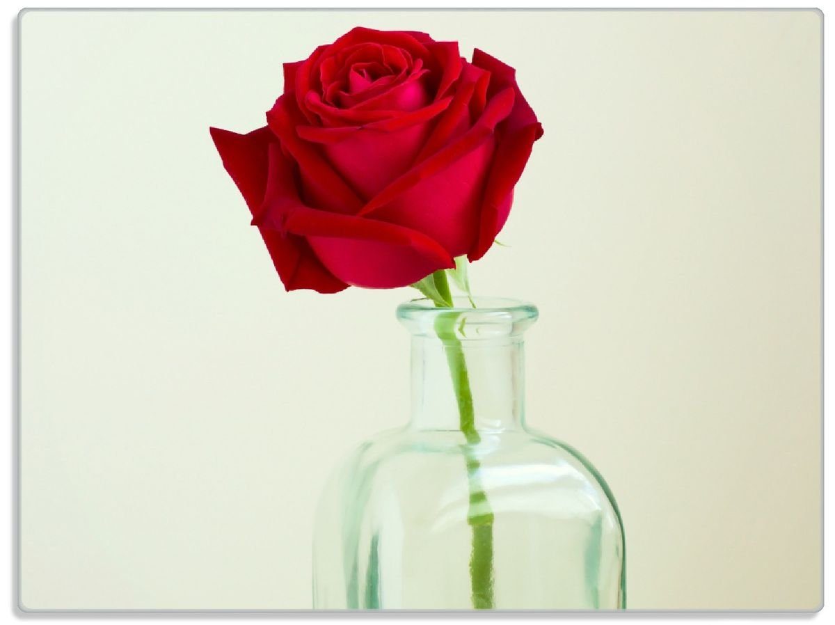 Wallario Schneidebrett Rote Rose in Glasvase, ESG-Sicherheitsglas, (inkl. rutschfester Gummifüße 4mm, 1-St), 30x40cm