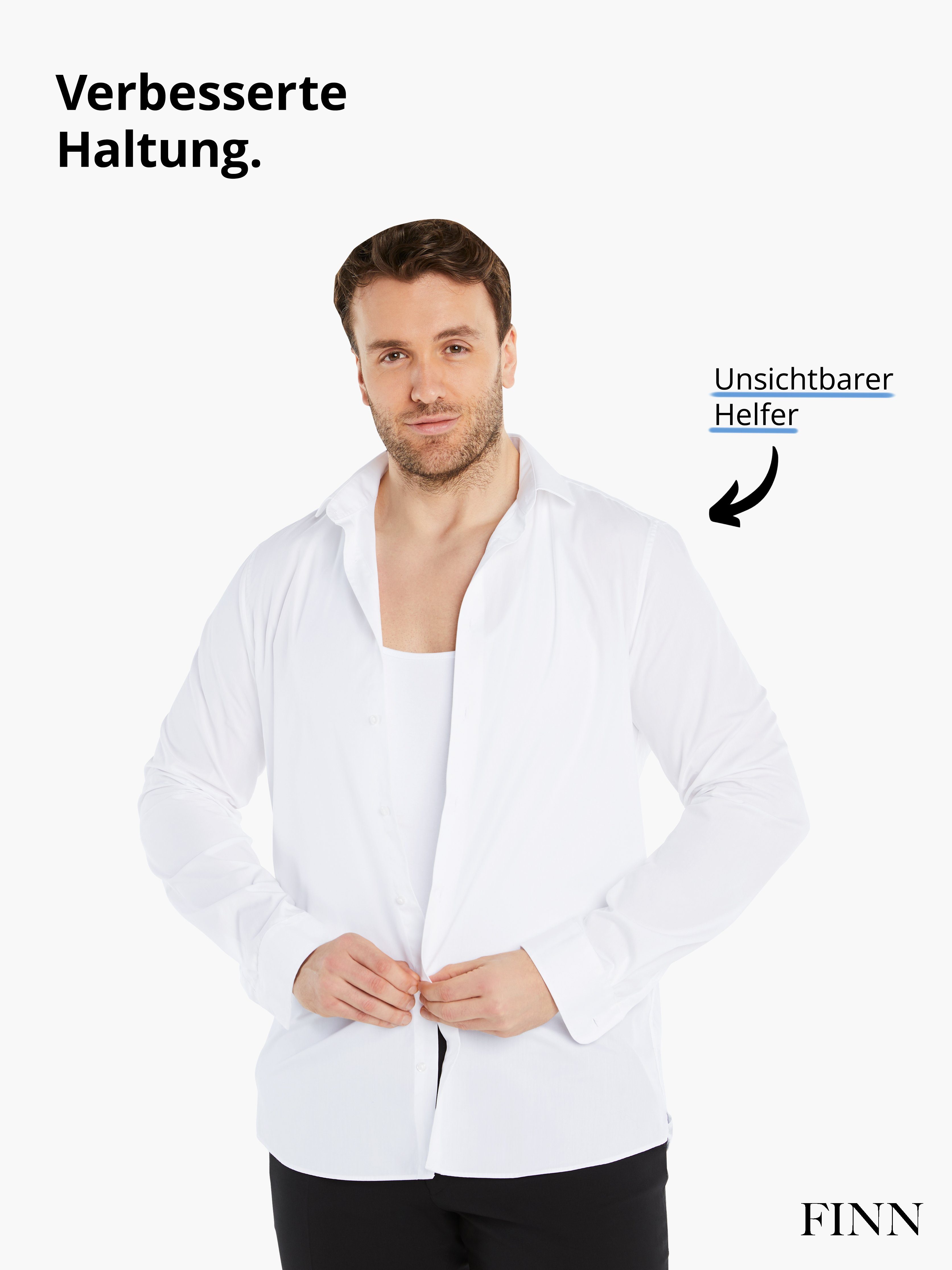 extra Shapinghemd Design Kompression, Ärmellos Kleidergröße eine Shapewear Kompressions-Unterhemd Weiß FINN Herren starke weniger
