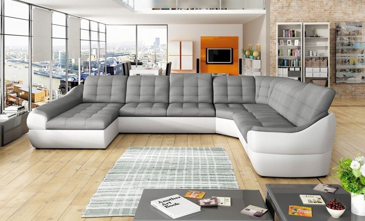 Sofa Set Samtstoff beige 6-Sitzer LED-Beleuchtung USB-Port elektrisch  verstellbar BERGEN 