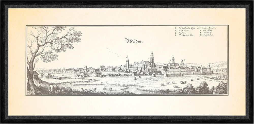 Kunstdruck Weiden Oberpfalz Naab Jesuitenkirche Spital Pfarrhof Stadtturm Faks_Me