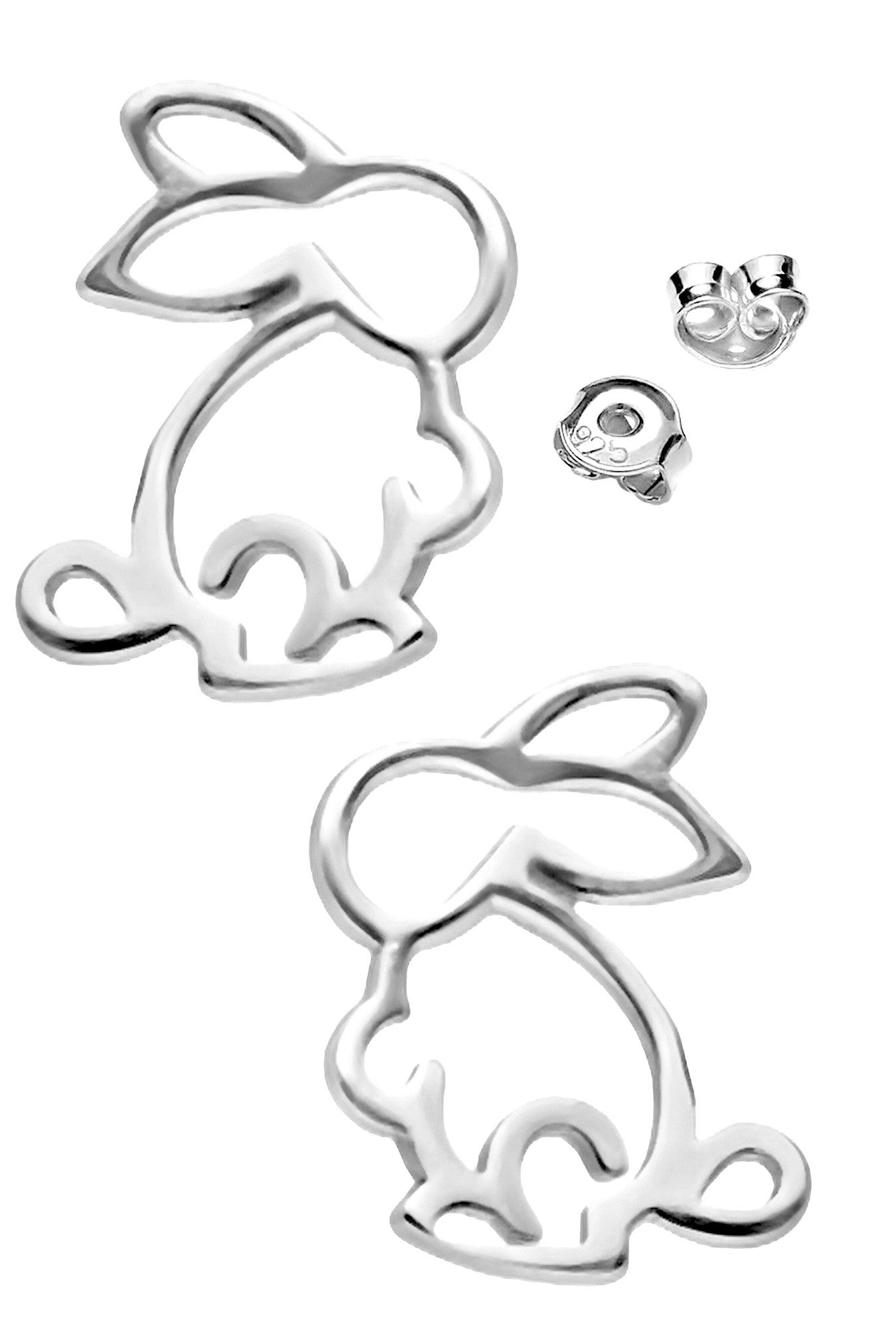 Paar Ohrstecker Ohrringe 925 Sterling Silber Hasen Mädchen Damen Kinder Frauen