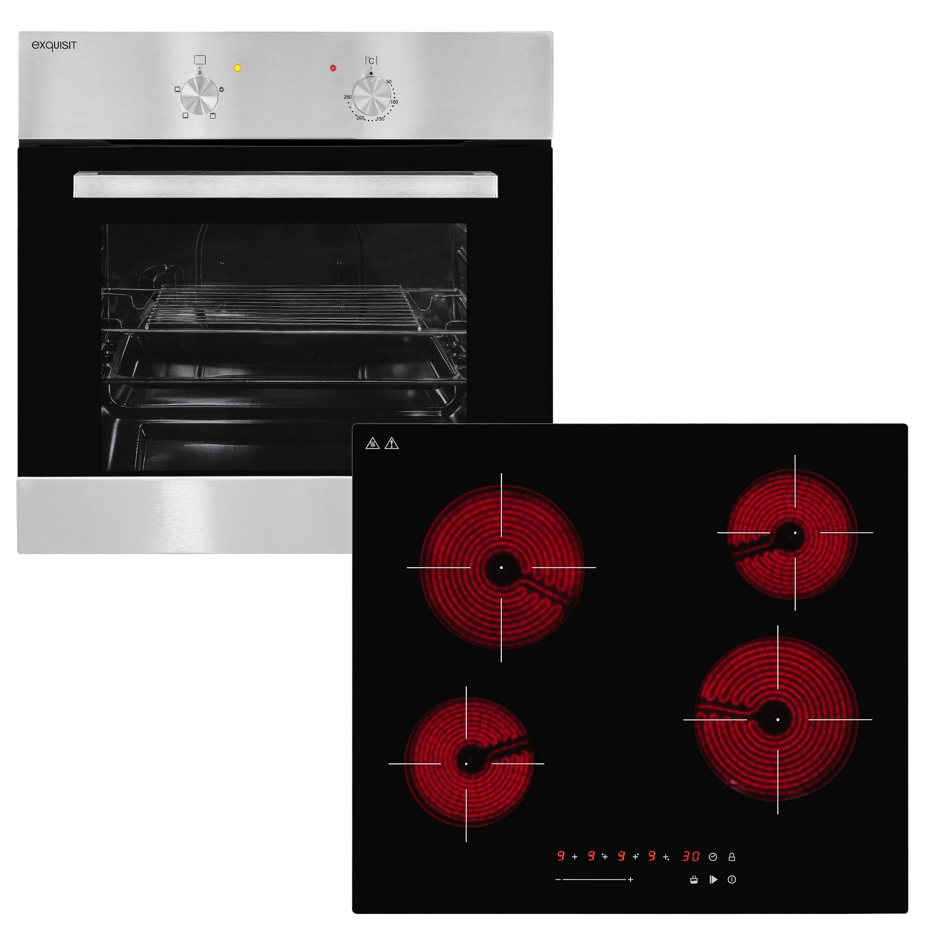 exquisit Backofen-Set BAKO Klassik inox, mühelos kochen: ca.50°C Butter schmelzen, ca.160°C Pommes frittieren