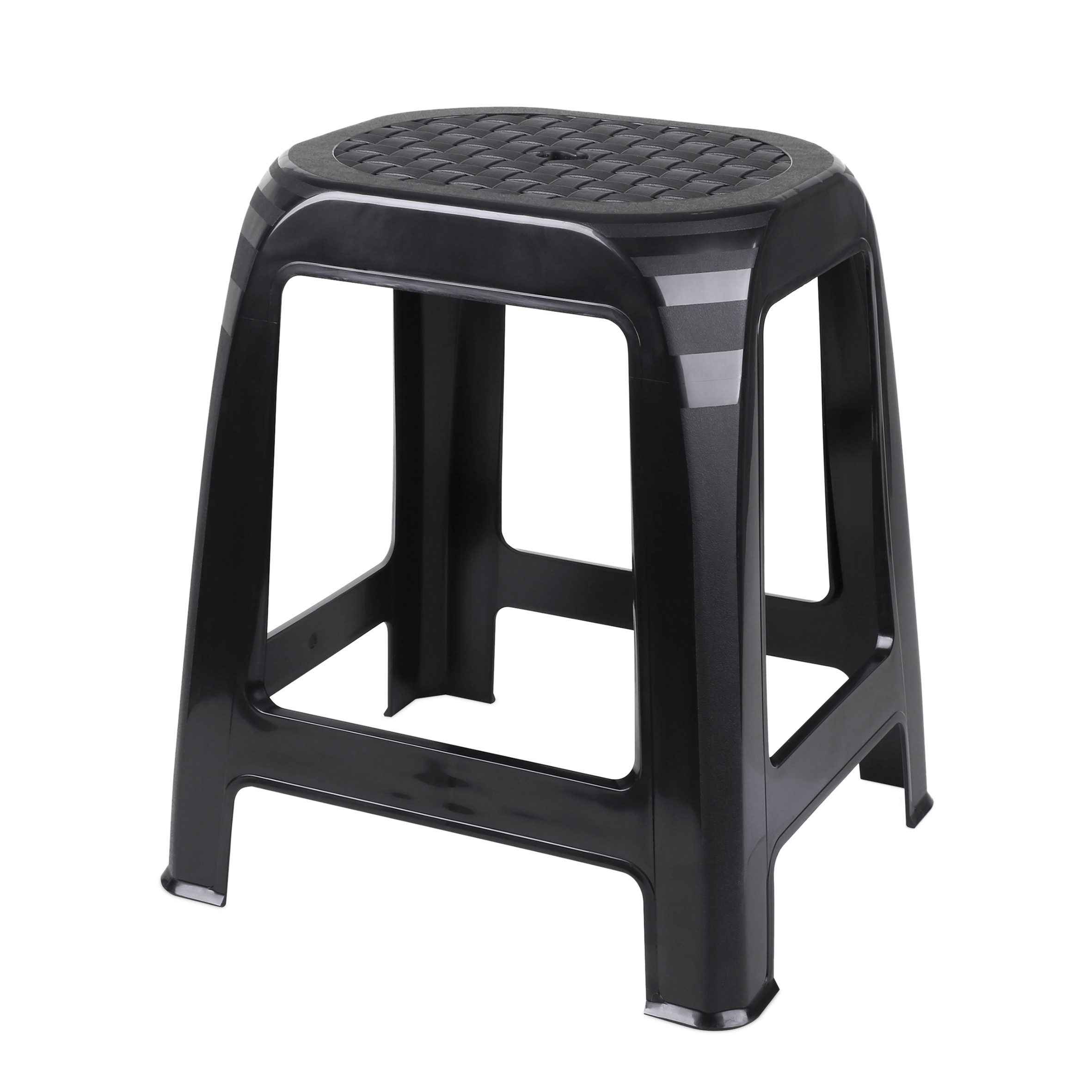 Spetebo Tritthocker aus Kunststoff in schwarz - 46 x 41 cm - Küchen und Badezimmer Hocker (Kunststoff Hocker, 1 St., Sitzhocker), fester Stand auf 4 Füßen – Bild 4 von 5