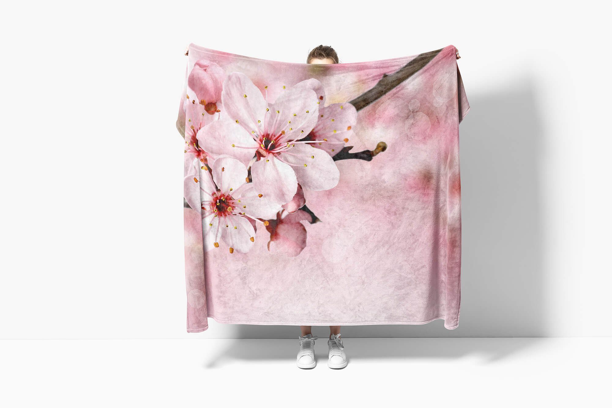 Sinus Art Handtücher (1-St), Strandhandtuch Kirschblüte Baumwolle-Polyester-Mix Handtuch Fotomotiv Handtuch Kuscheldecke Saunatuch Zweig, mit