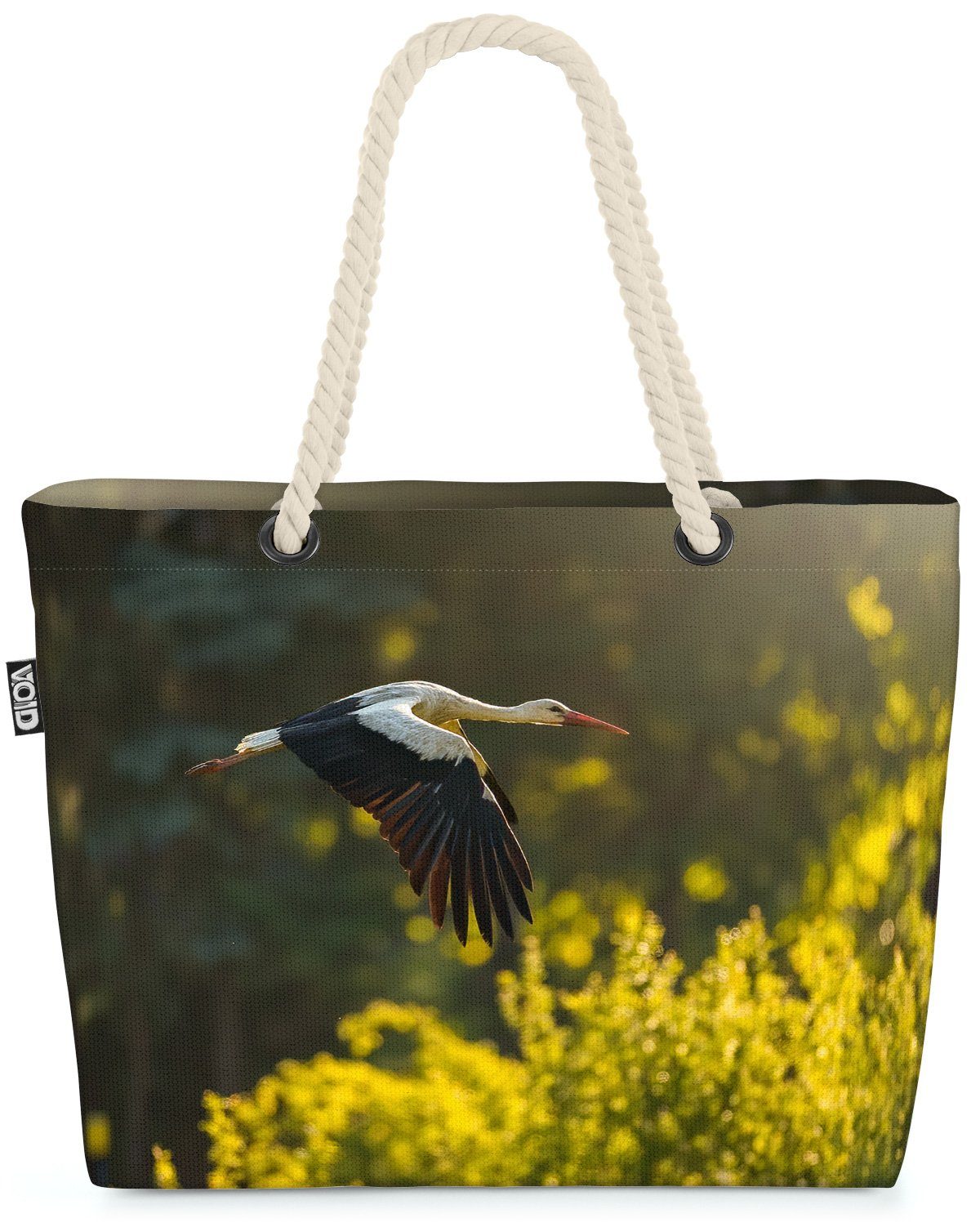 VOID Kinder Landschaft Zoo Tier Vogel Kranich (1-tlg), Blumen Freizeit Storch Natur Strandtasche