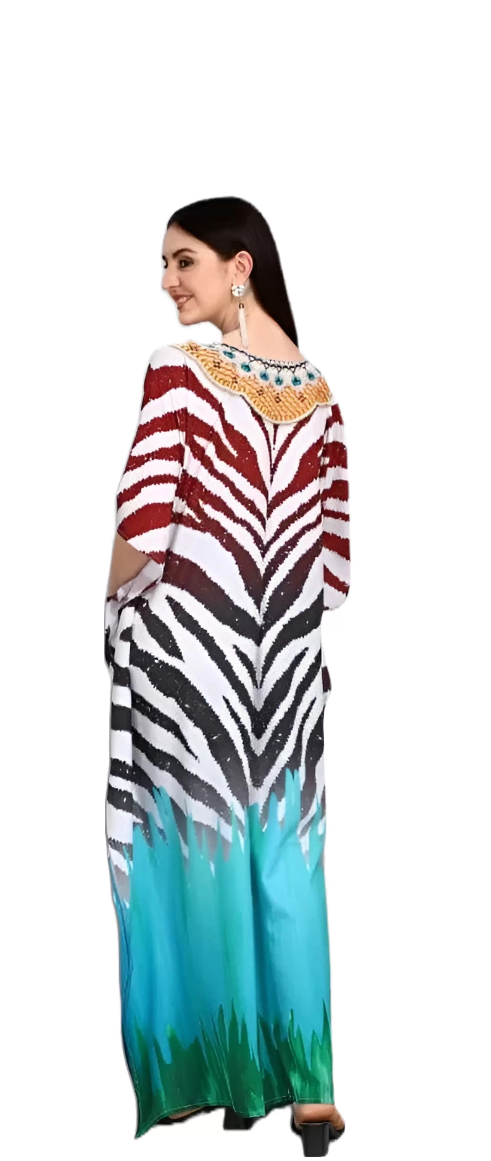 PfauGermany Kaftan GLAMOROUS Digital Printed With Stone Work