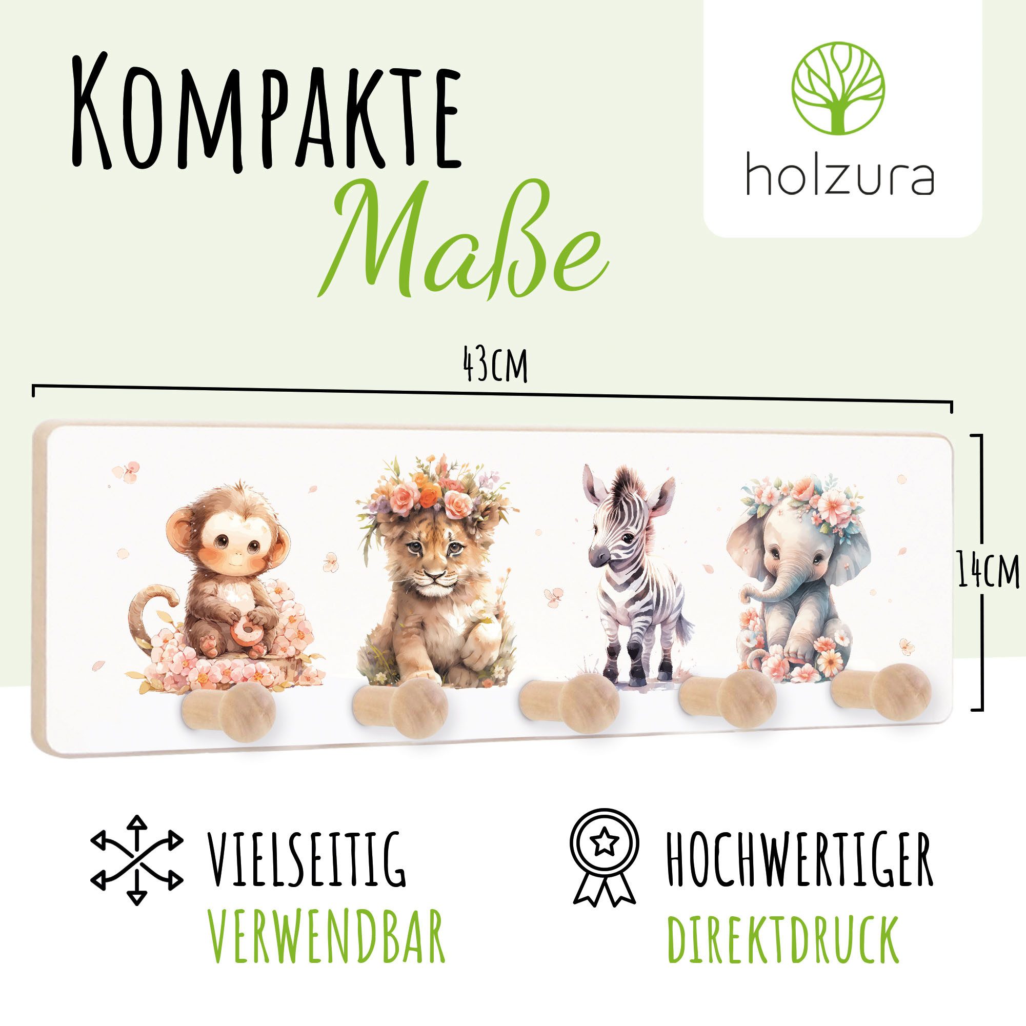 Holzura Garderobenleiste Kindergarderobe, Garderobe für Kinder – Bild 4 von 5