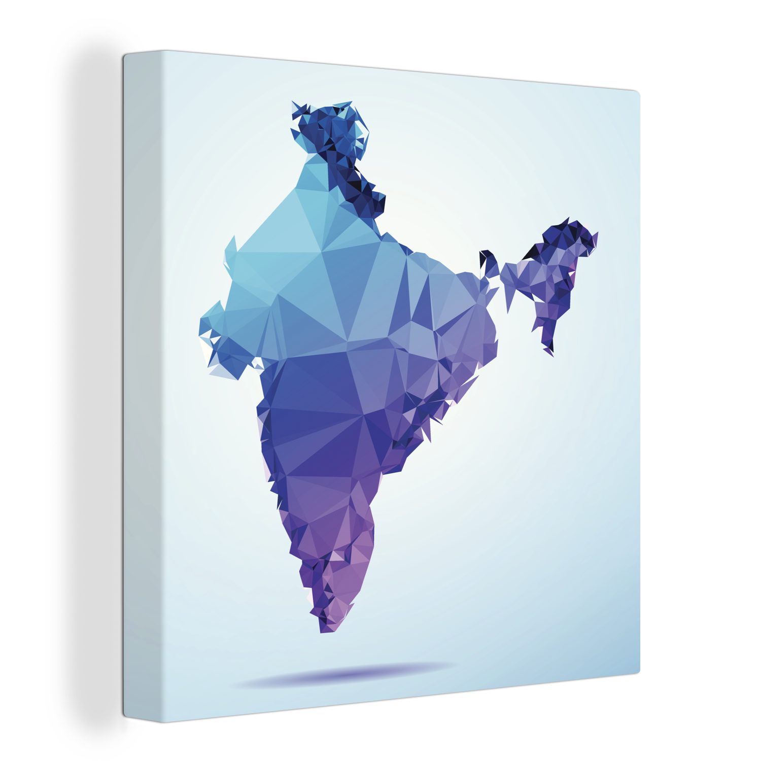 OneMillionCanvasses® Leinwandbild Illustration einer violett-blauen Karte von Indien, (1 St), Leinwand Bilder für Wohnzimmer Schlafzimmer