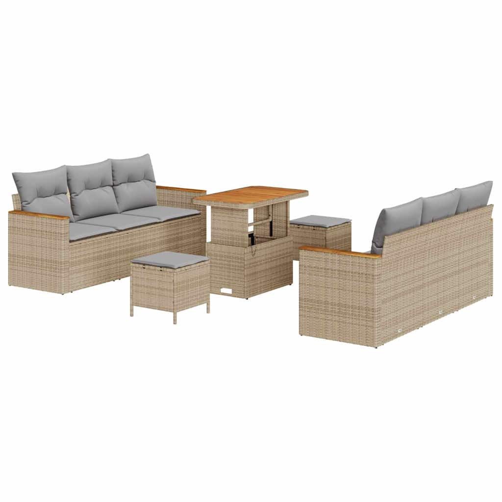 vidaXL Loungesofa Gartensofa-set 11 stk. 10-Sitzanzahl Beige und Hellgrau, 11 Teile