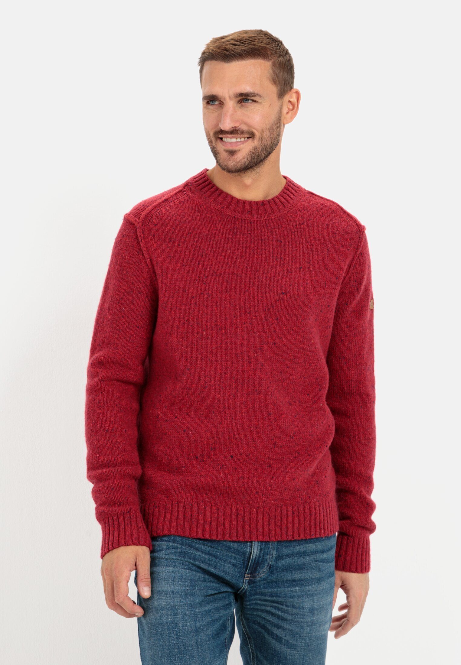 camel active Rundhalspullover mit zertifizierter Merinowolle Pullover_Rundhalspullover Rot