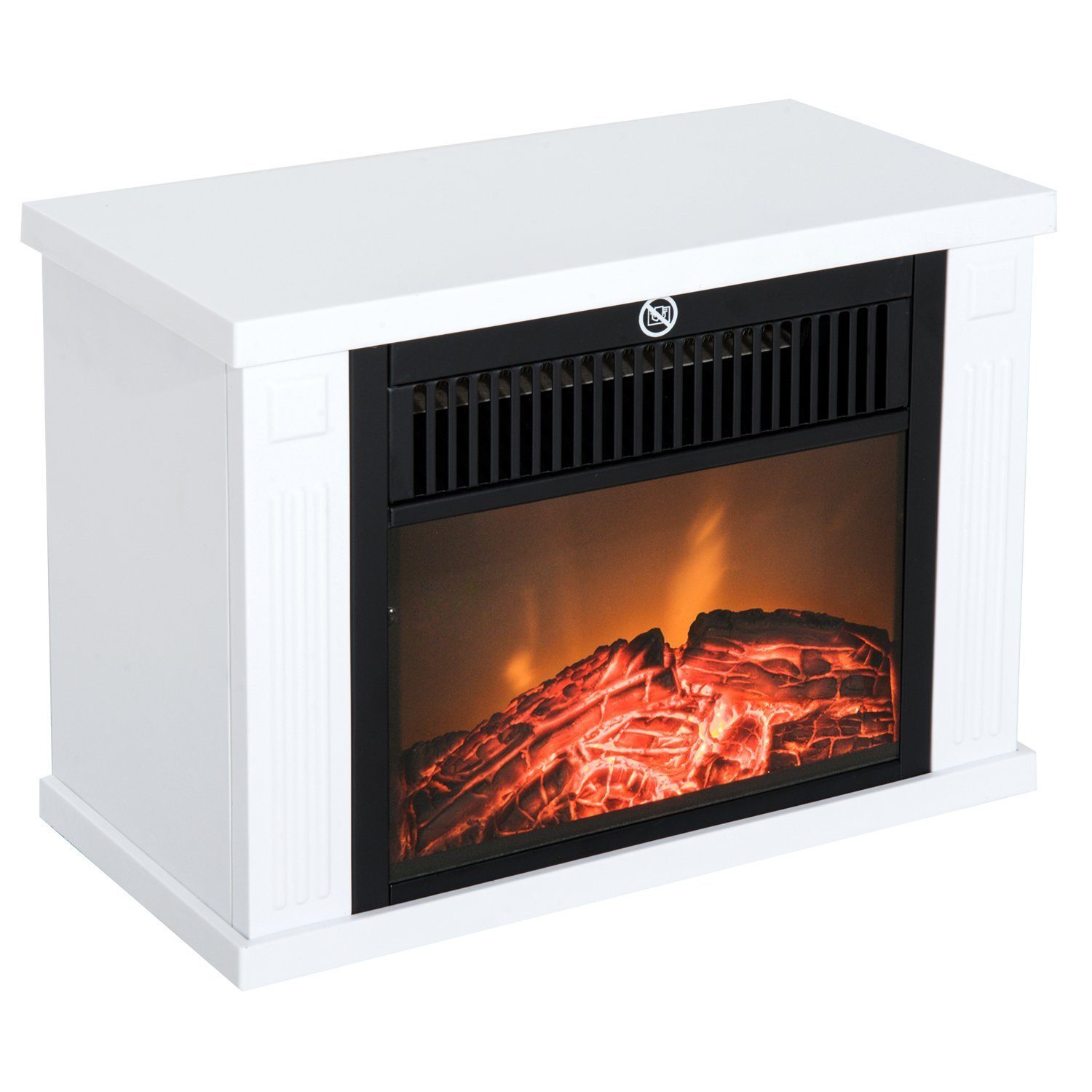 HOMCOM Elektrokamin, Kaminofen 600,1200W Elektrischer Kamin Standkamin Flammeneffekt Weiß