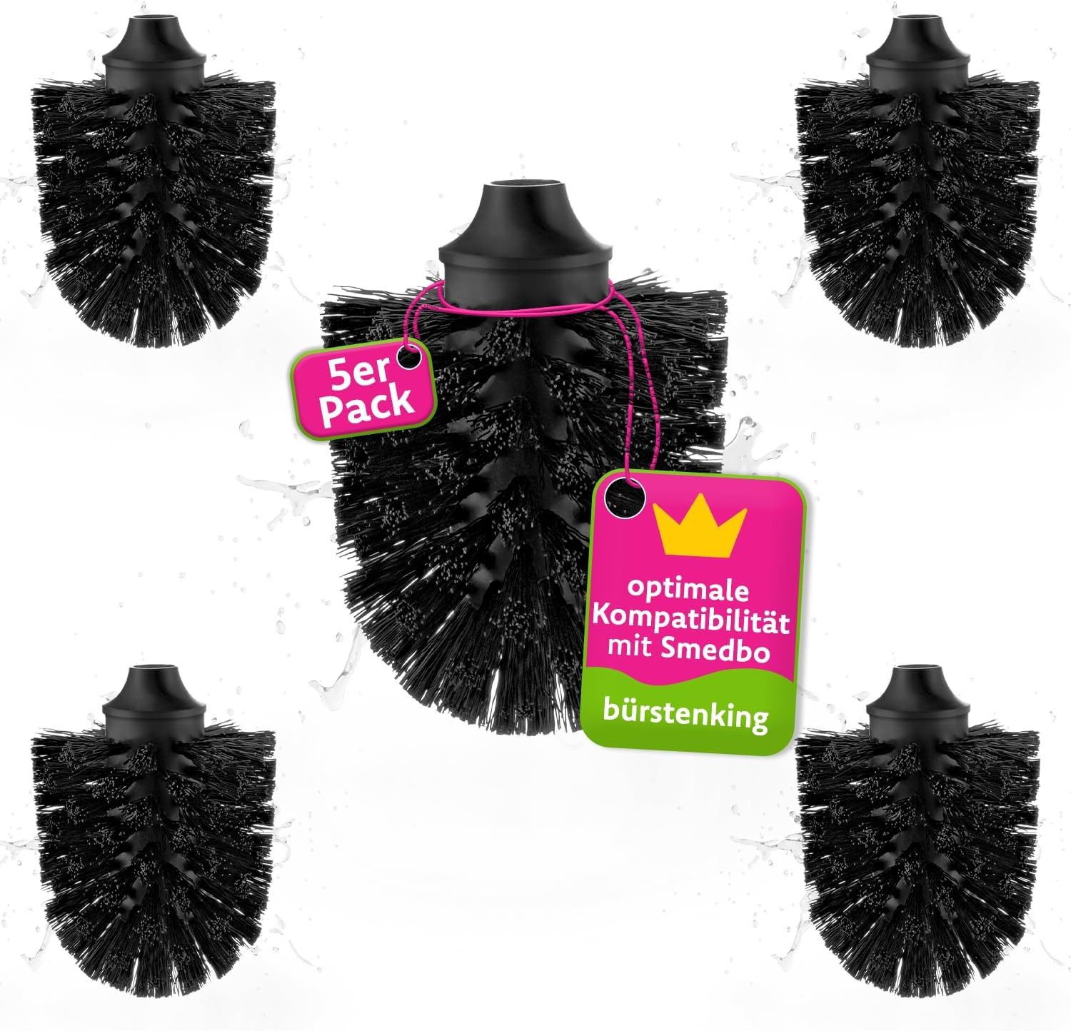 Bürstenking WC-Reinigungsbürste WC Ersatzbürstenkopf Ø 71 mm – M12 Gewinde, passend für Smedbo, für Smedbo WC-Garnituren, (5 Stück), mit M12 Gewinde