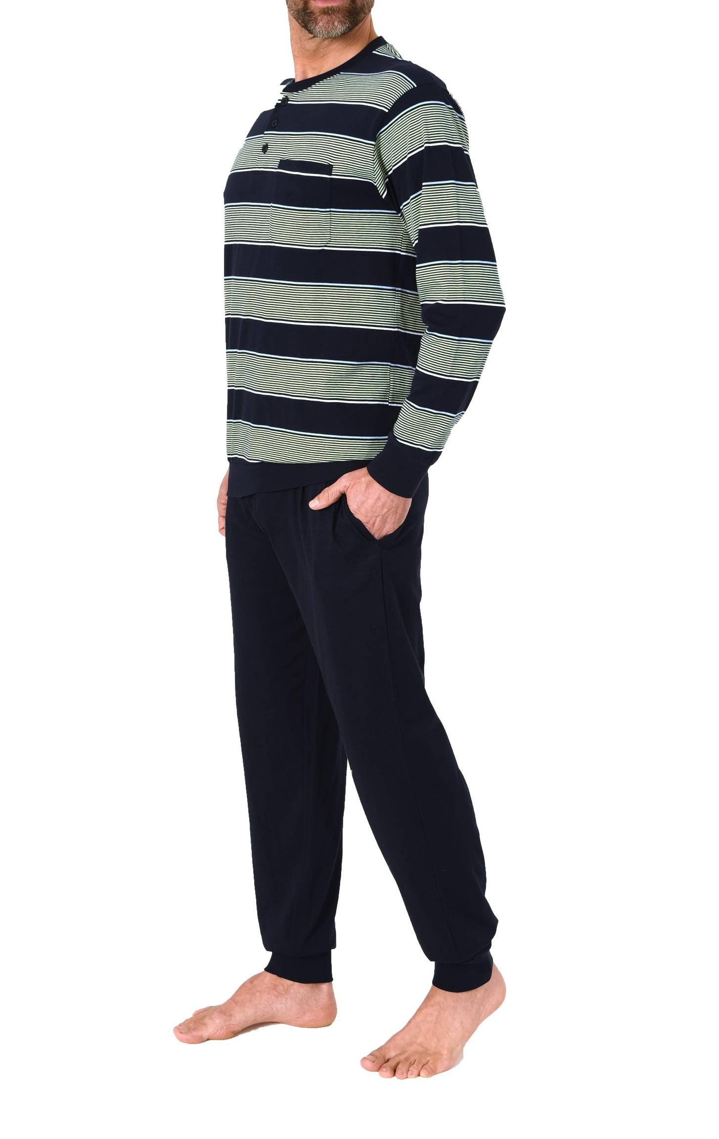 Normann Pyjama Normann Herren Schlafanzug lang mit Bündchen und Knopfleiste günstig online kaufen