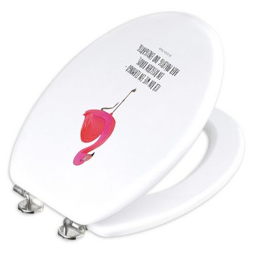 Mr. & Mrs. Panda WC-Sitz Flamingo Classic - Weiß - Geschenk, WC-Sitz, einzigartig, Freundinnen (1-St), UV-resistenter Druck