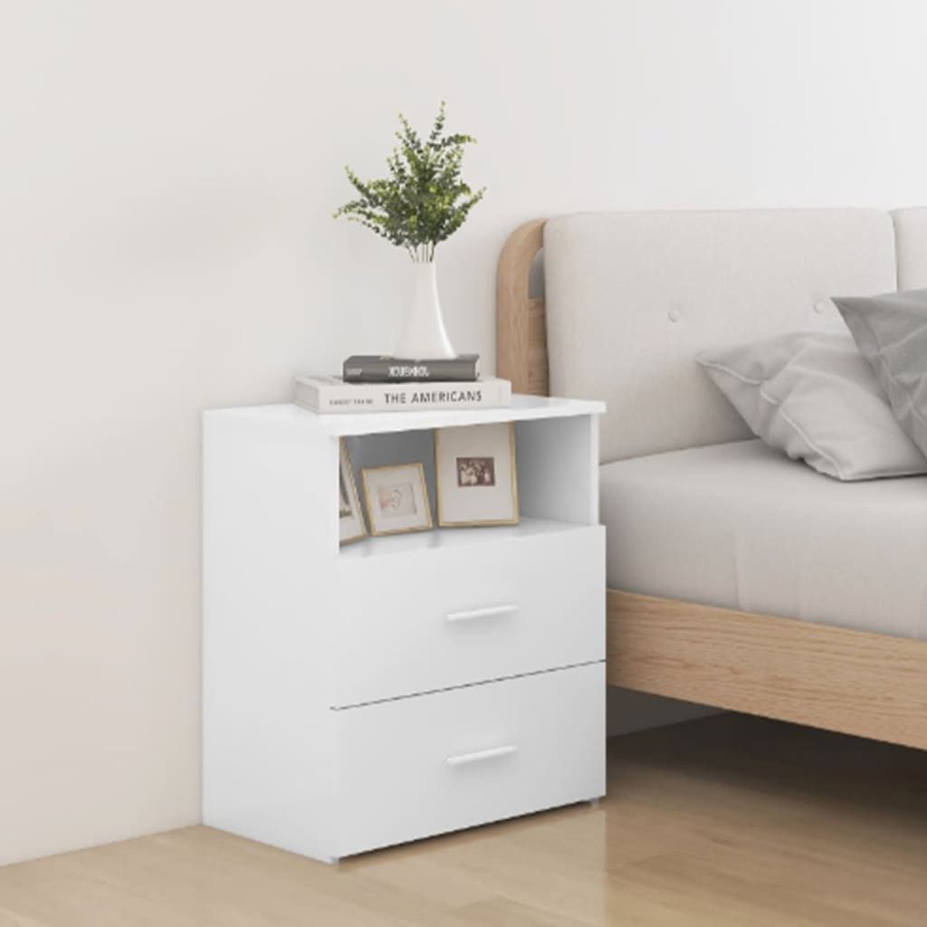 furnicato Nachttisch Moderner 50 x 32 x 60 cm Weiß mit zwei Schubladen (1-St), Stabile Nachtkommode mit Ablagefläche und Stauraum fürs Schlafzimmer