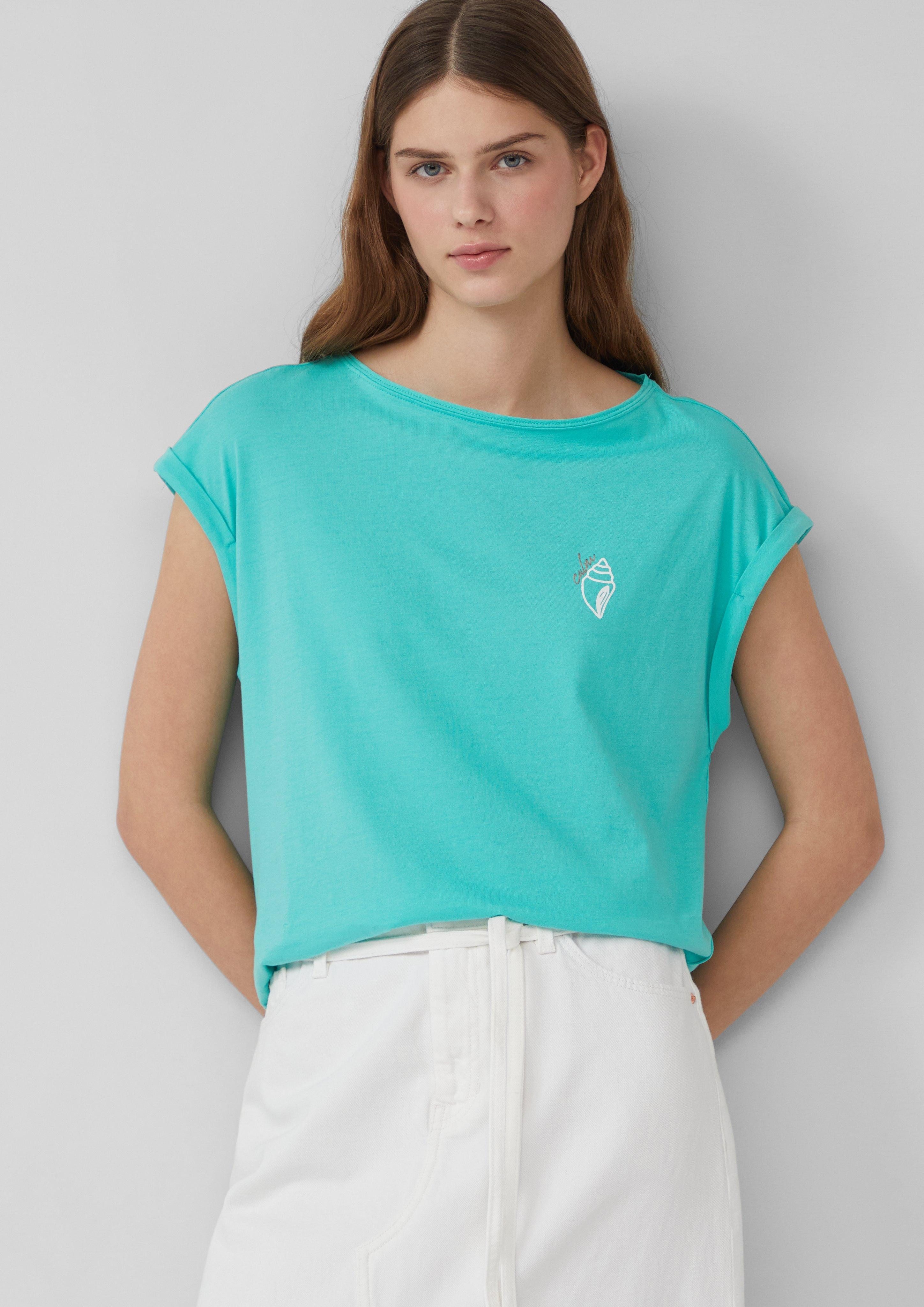 Shirttop Relaxed-Fit-Shirt mit Print und überschnittenen Schultern