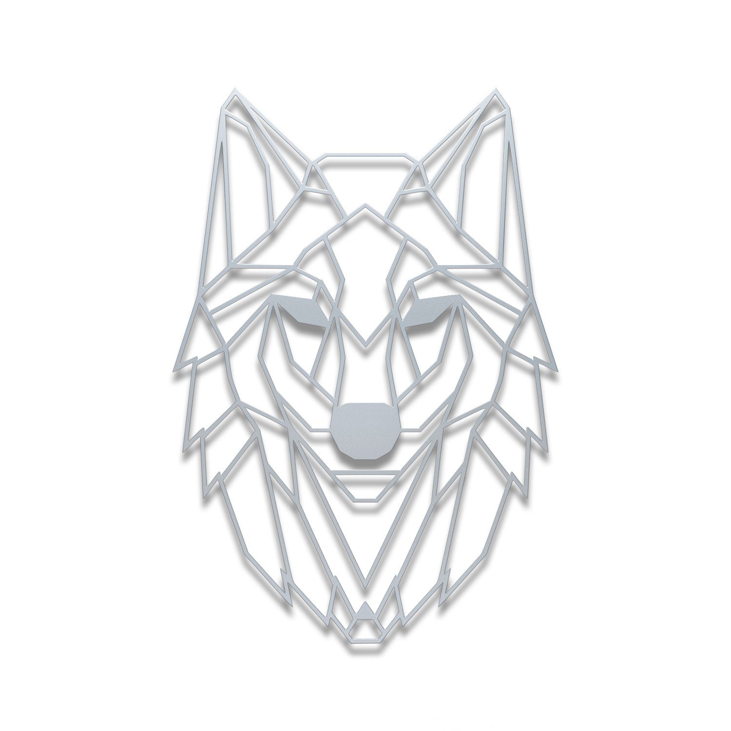 cm Wanddekoobjekt Wolf Silber teileplus24 3D 58 Metall DS05 40 x Wandbild Wanddeko Metallbild