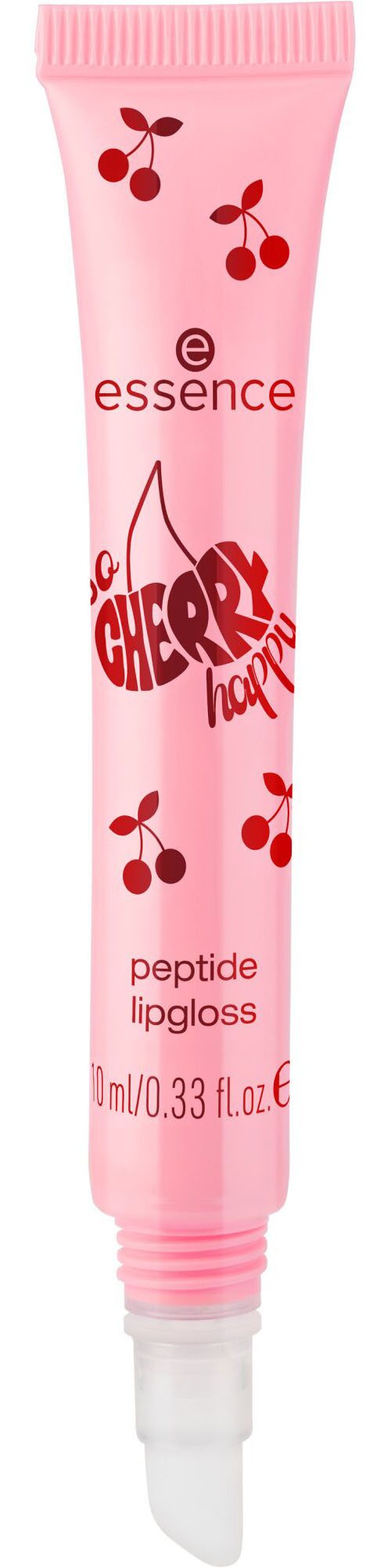 Essence Lipgloss SO CHERRY happy peptide lipgloss, 3-tlg., Pflegende Formel, ultraglänzendes Finish, abgeschrägter Aplikator.
