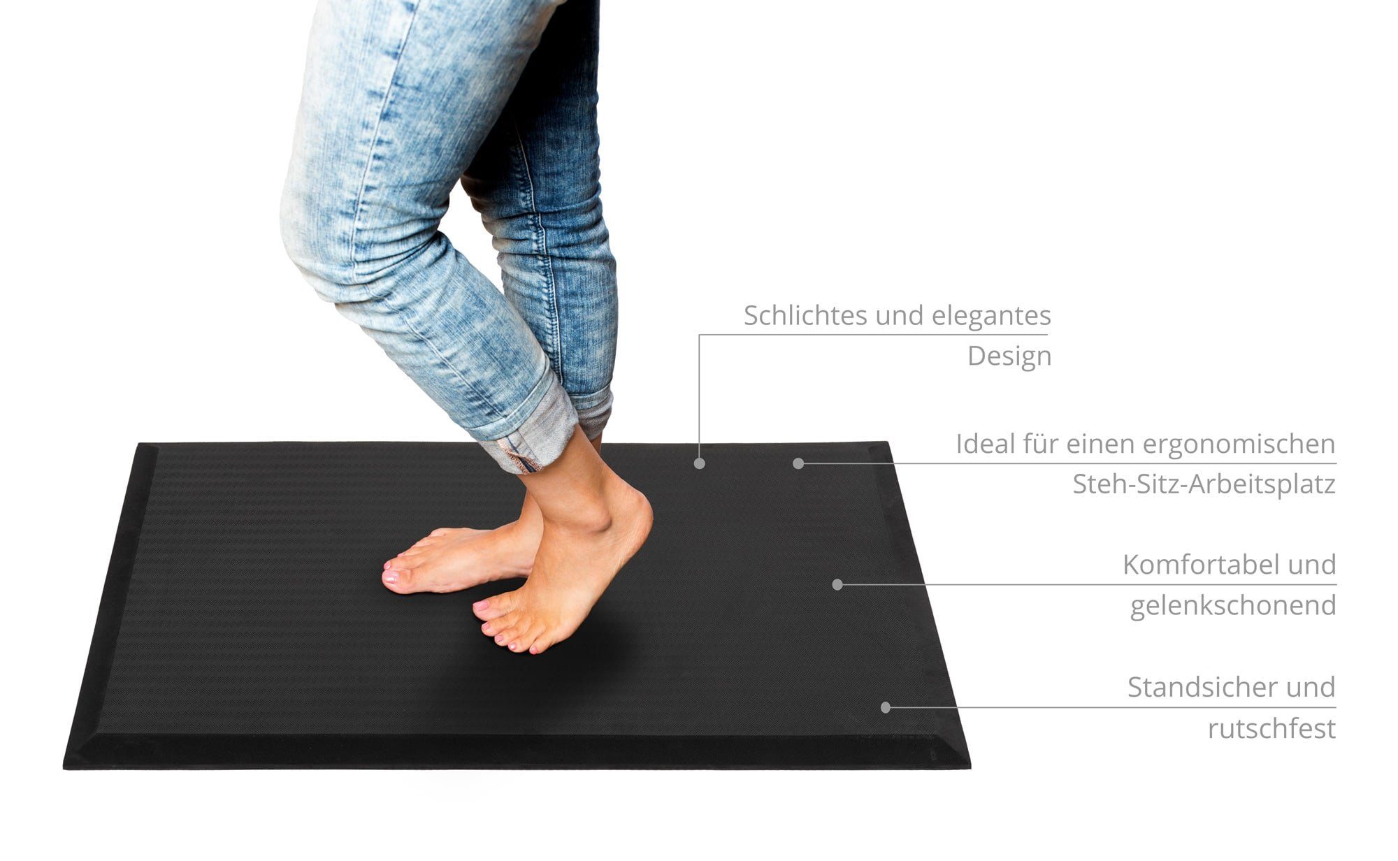 Pronomic Bodenmatte Anti-Ermüdungsmatte - Stehmatte für Arbeitsplatz - Arbeitsplatzmatte (AFM-5080, 1-St., ergonomische Arbeitsmatte), für gesundes & schmerzfreies Stehen