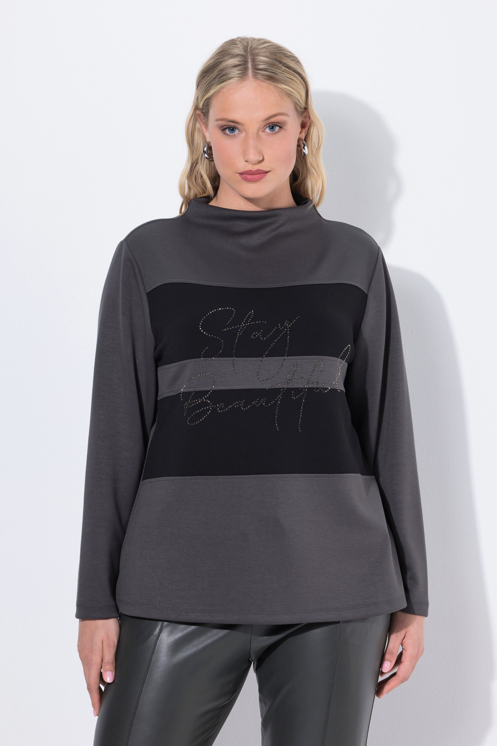 Ulla Popken Sweatshirt Sweatshirt Oversized Stehkragen günstig online kaufen