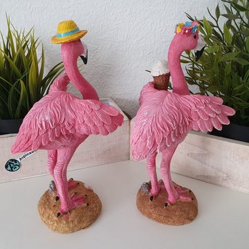 Aspinaworld Dekofigur Deko Flamingo Figur im Urlaub 2 er Set 22 cm