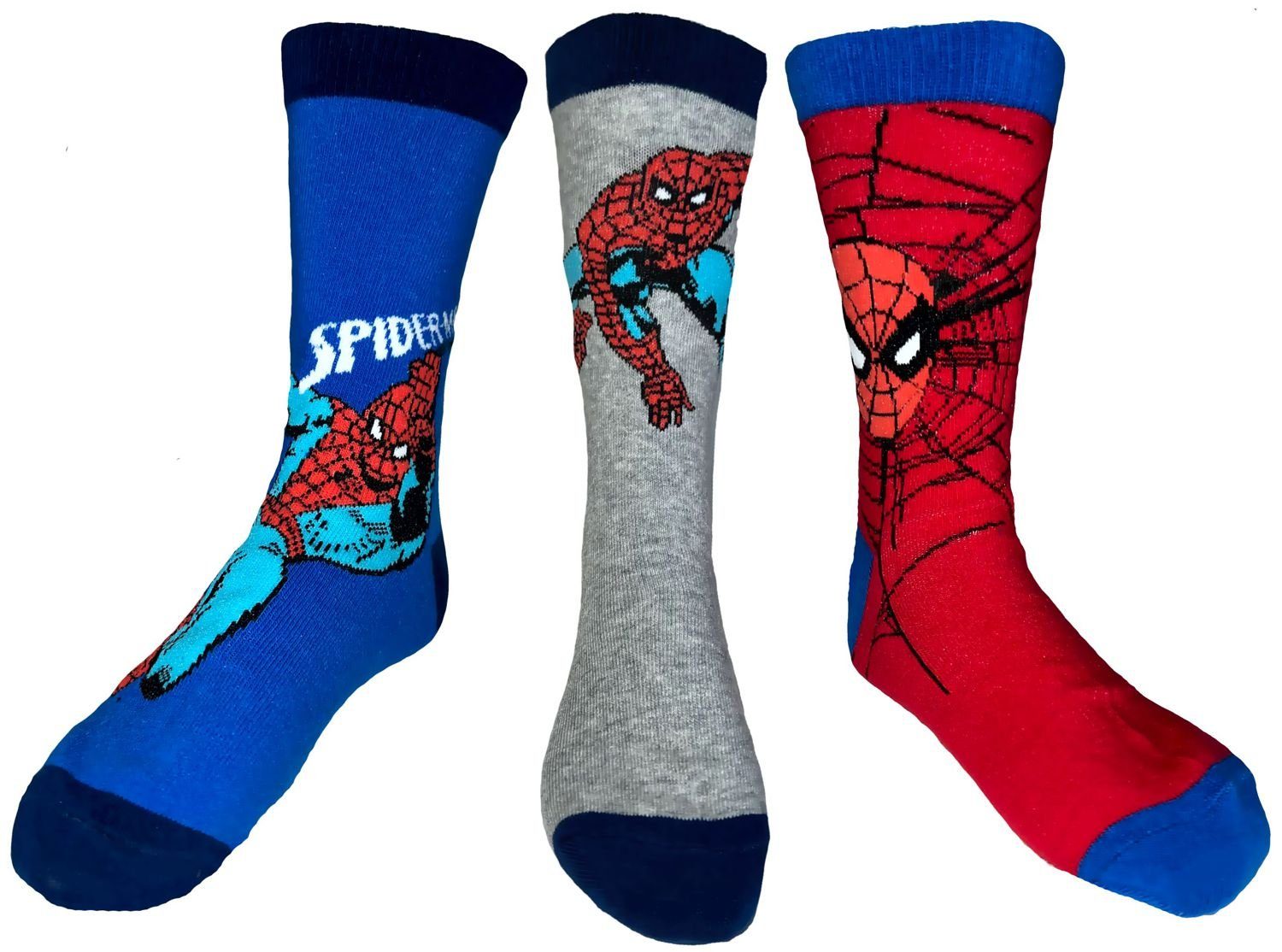 Spiderman Freizeitsocken 3x Spiderman Kindersocken Strümpfe Jungen + Mädchen