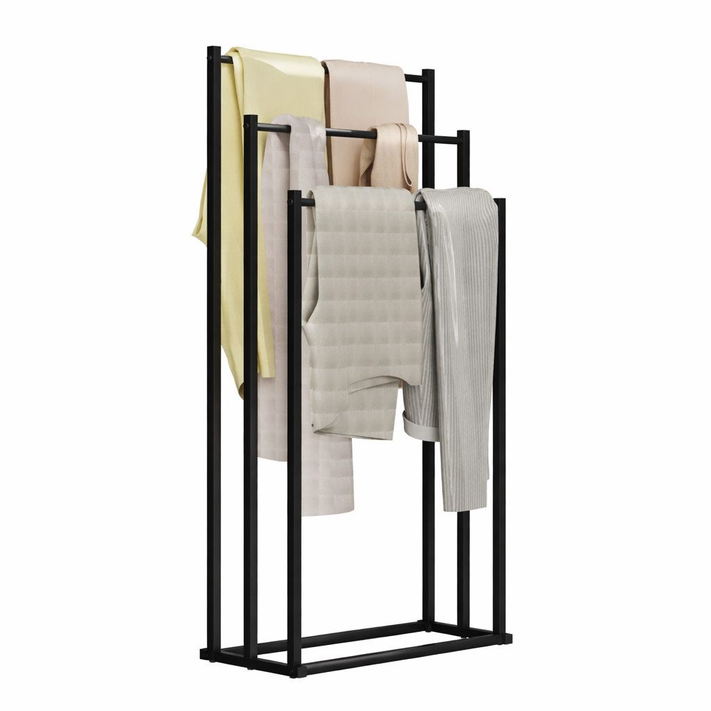 PFCTART Kleiderständer Handtuchhalter stehend 3-stufig aus Metall, freistehend, (Set, 1 St., Für Bad, Schlafzimmer, Waschküche & als Handtuchständer nutzbar), Rostfrei, stabil, ohne Bohren – Handtuchhalter Bad & Badezimmermöbel